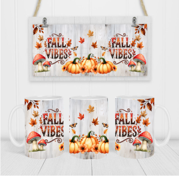 Fall Vibes - Coffee Mug Wrap - Sublimation Transfers