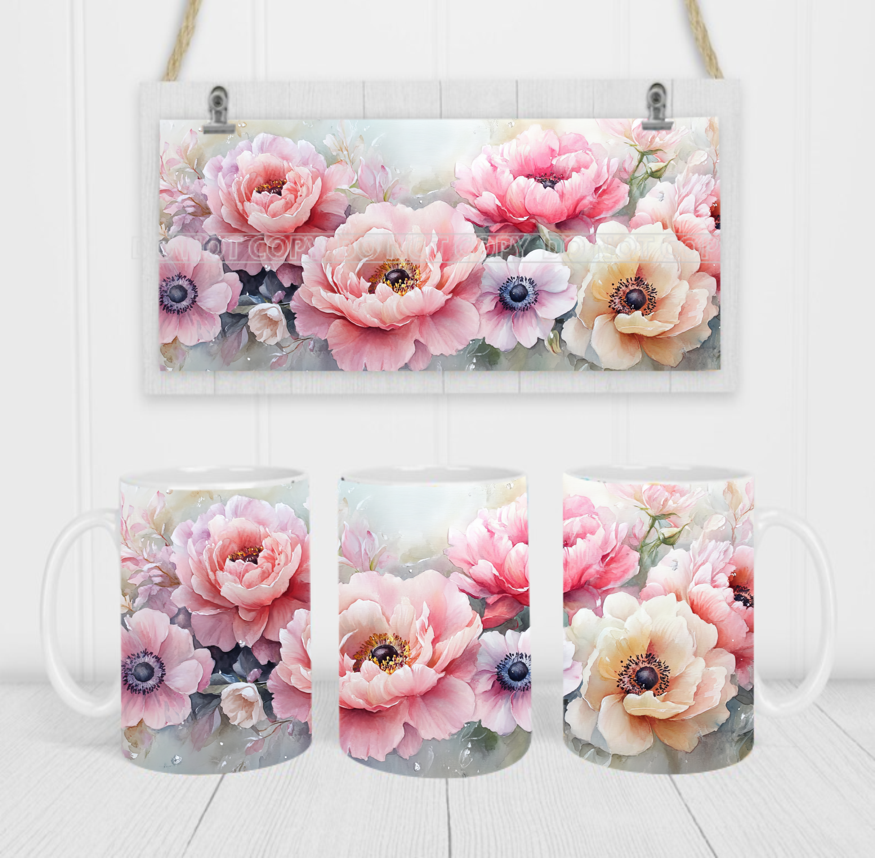 Floral - Coffee Mug Wrap - Sublimation Transfers