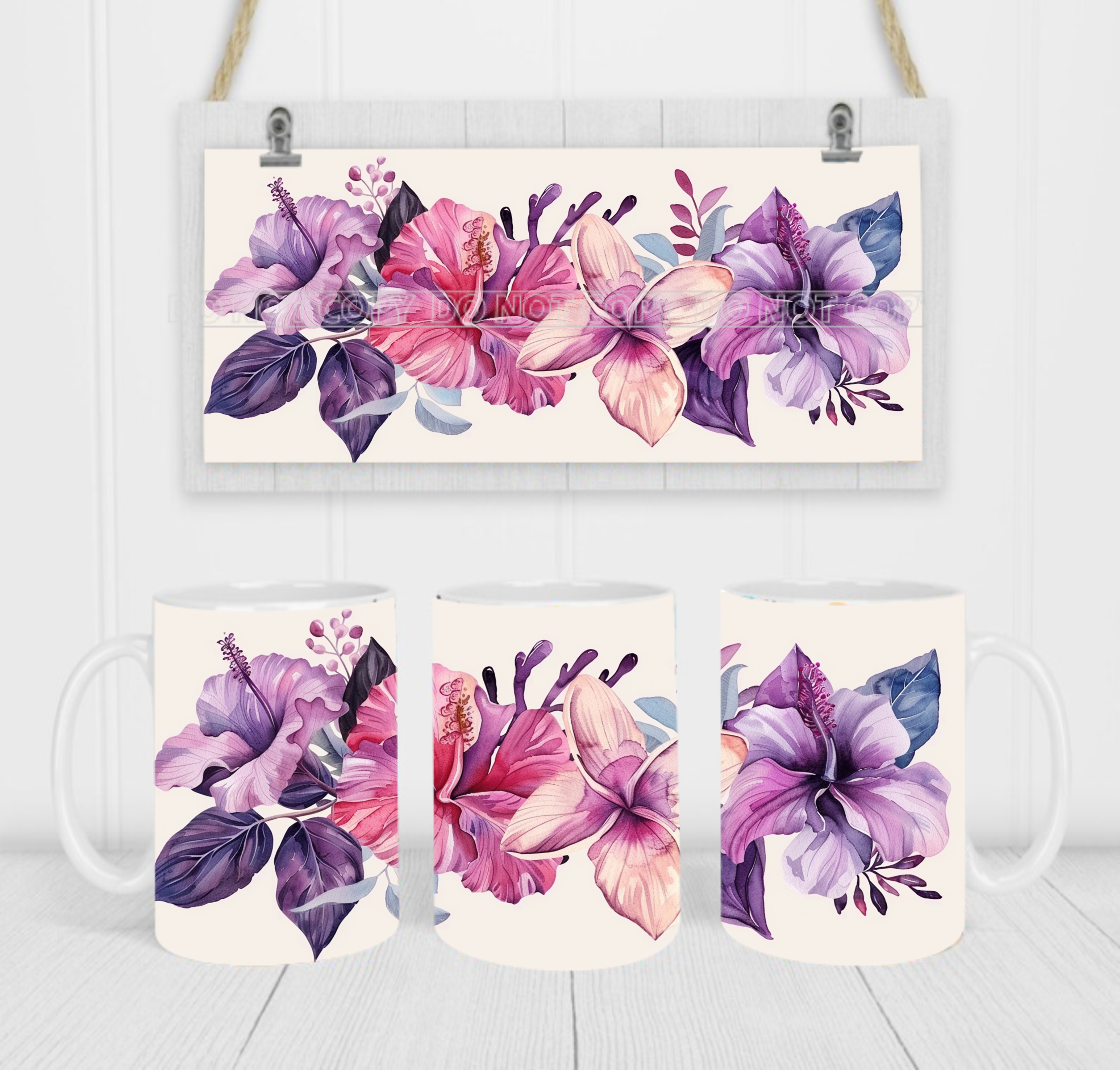 Floral - Coffee Mug Wrap - Sublimation Transfers