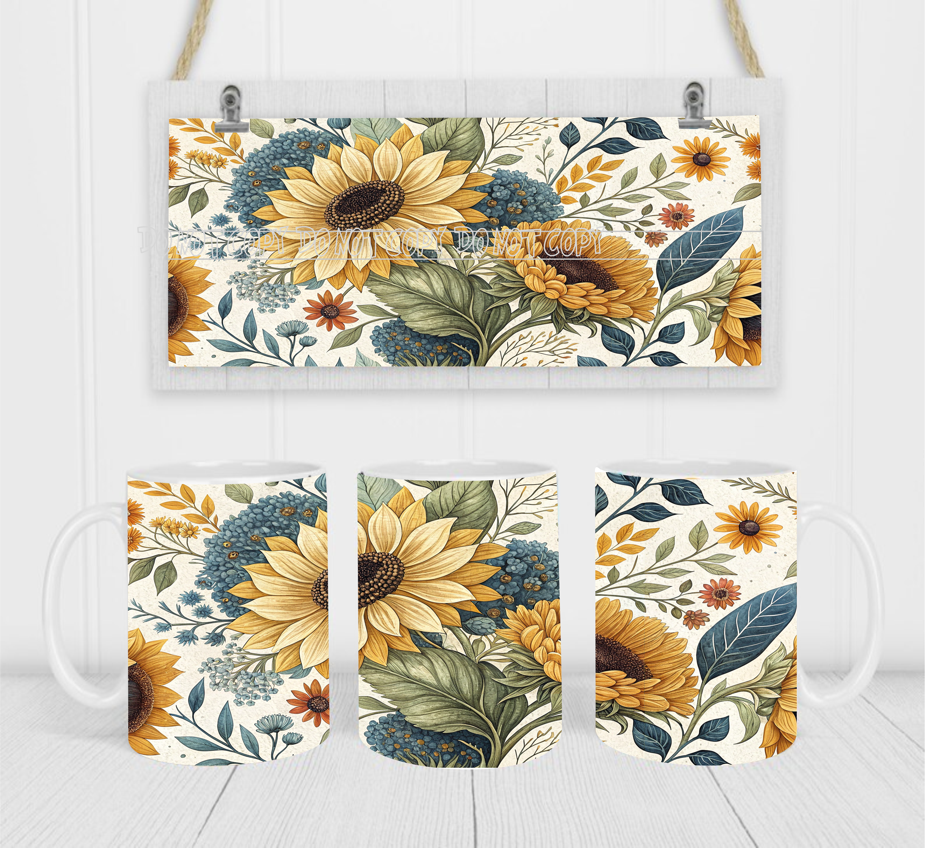 Vintage Floral - Coffee Mug Wrap - Sublimation Transfers