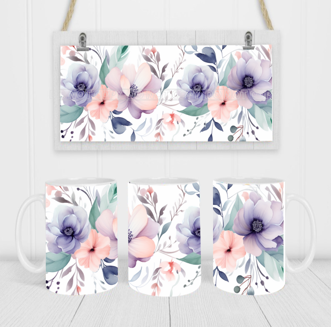 Floral - Coffee Mug Wrap - Sublimation Transfers