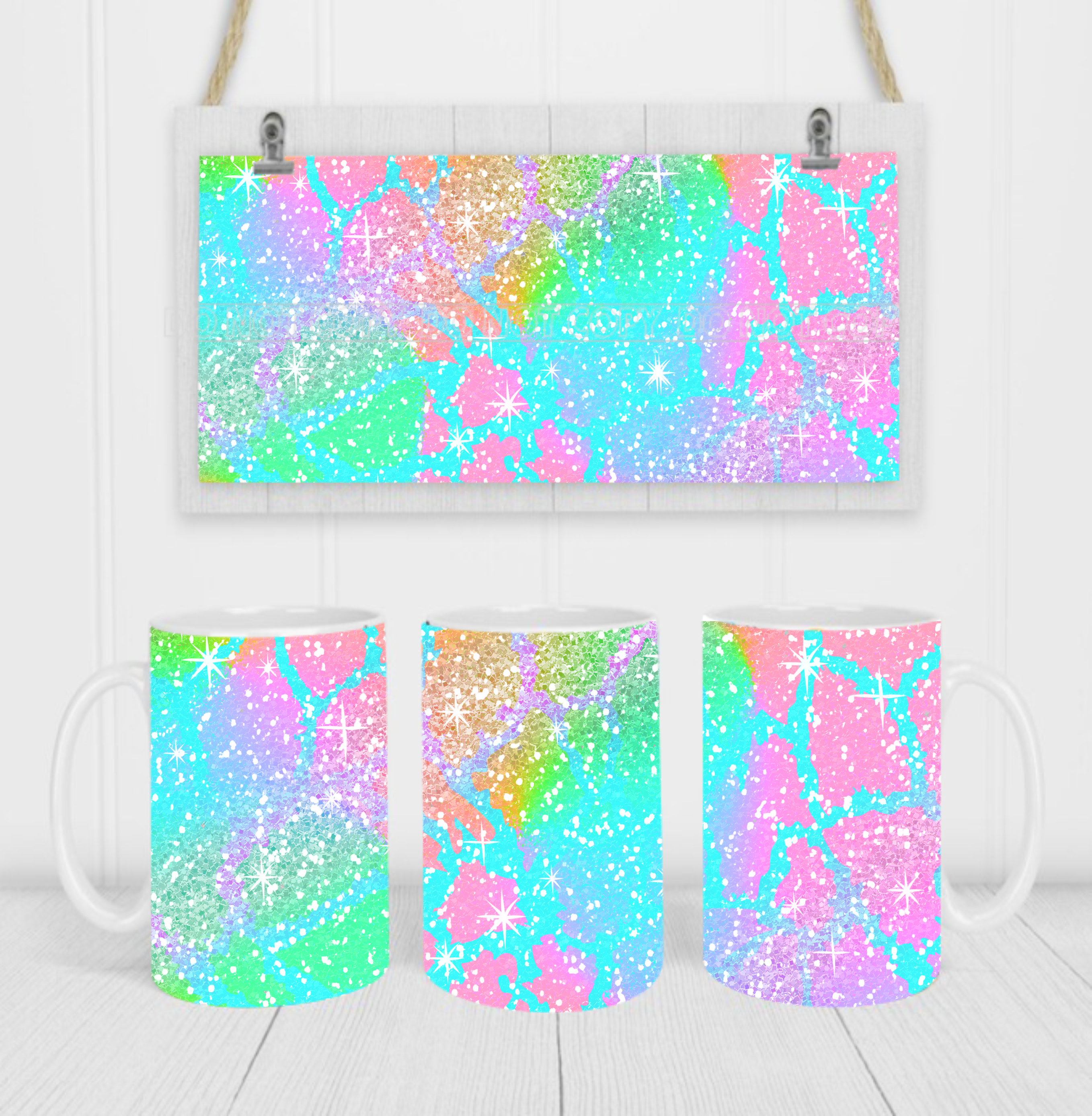 Faux Glitter Effect - Coffee Mug Wrap - Sublimation Transfers