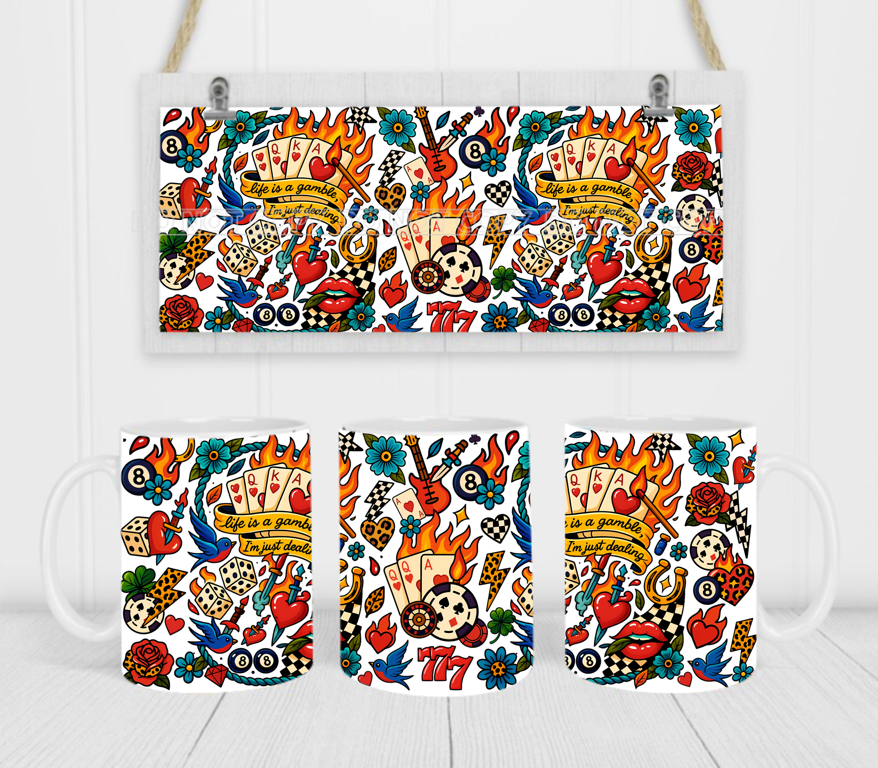 Lucky Chances - Coffee Mug Wrap - Sublimation Transfers