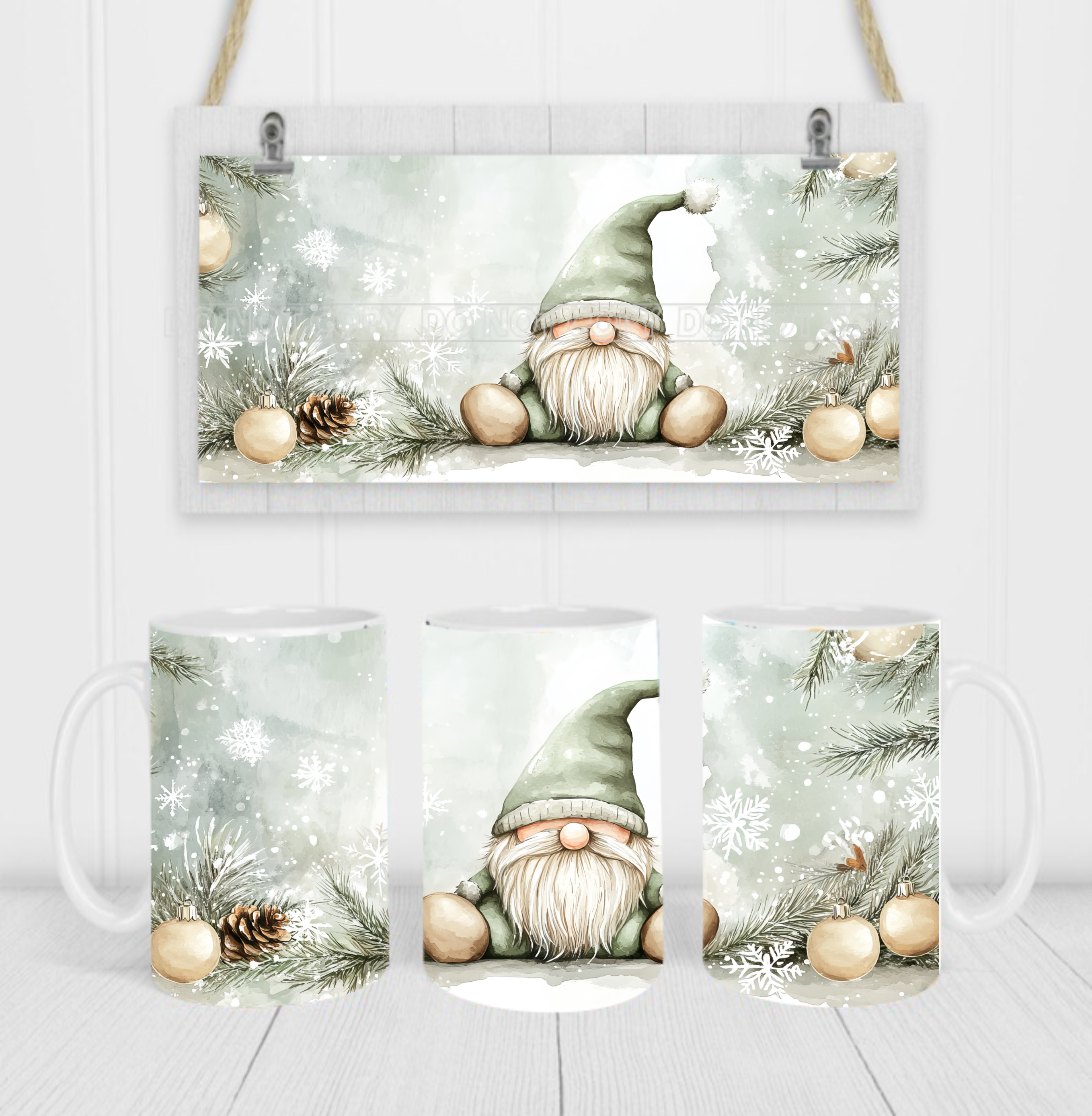 Santa Gnome - Coffee Mug Wrap - Sublimation Transfers