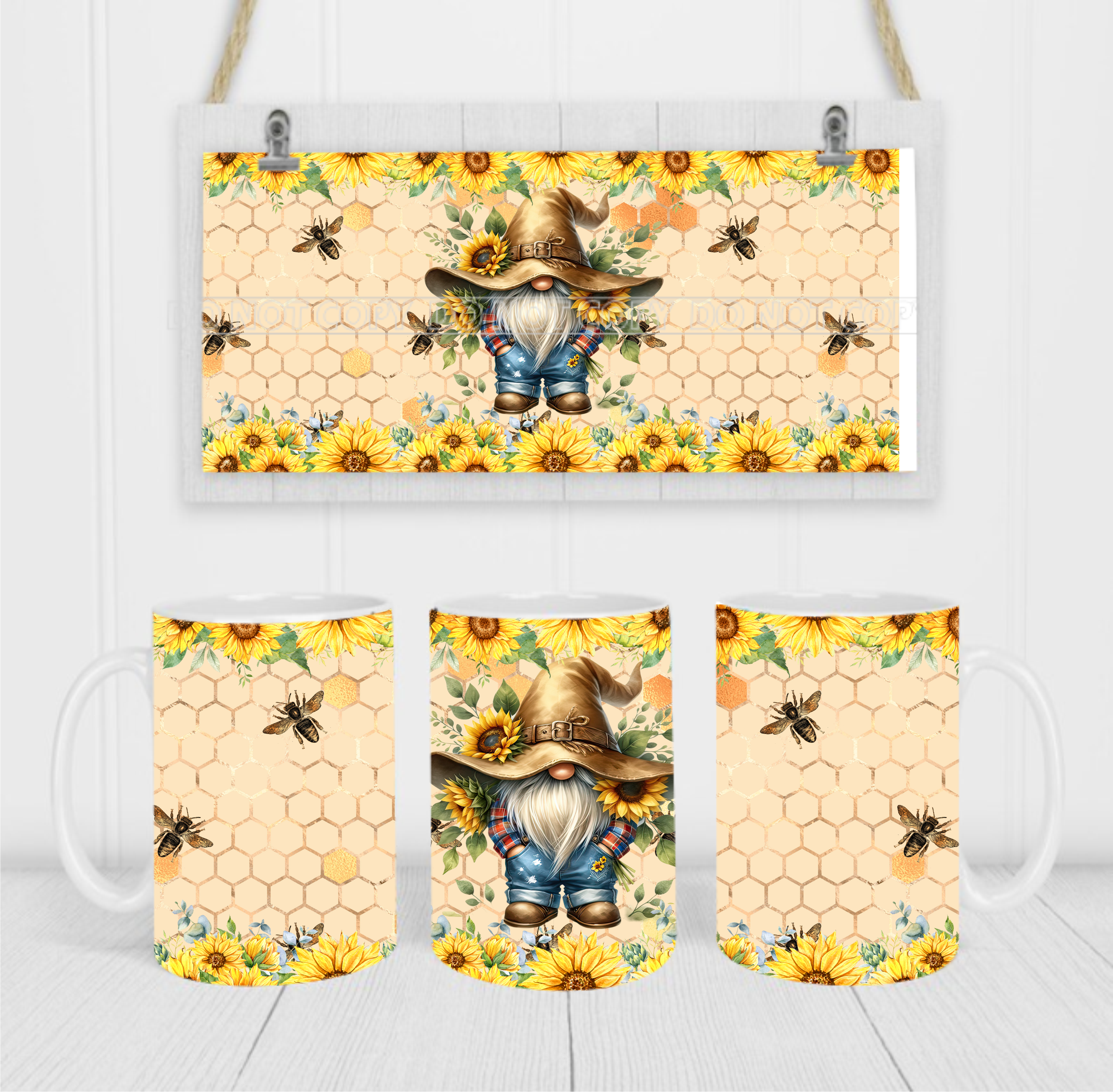 Country Gnome - Coffee Mug Wrap - Sublimation Transfers