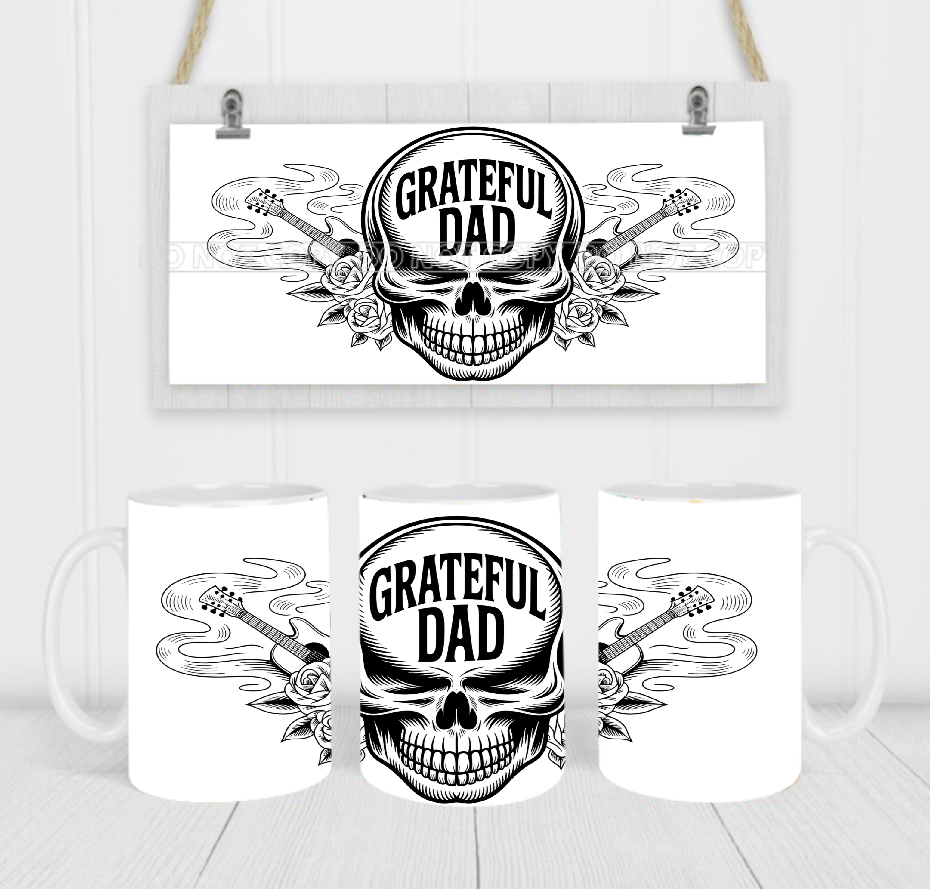 Grateful Dad - Coffee Mug Wrap - Sublimation Transfers