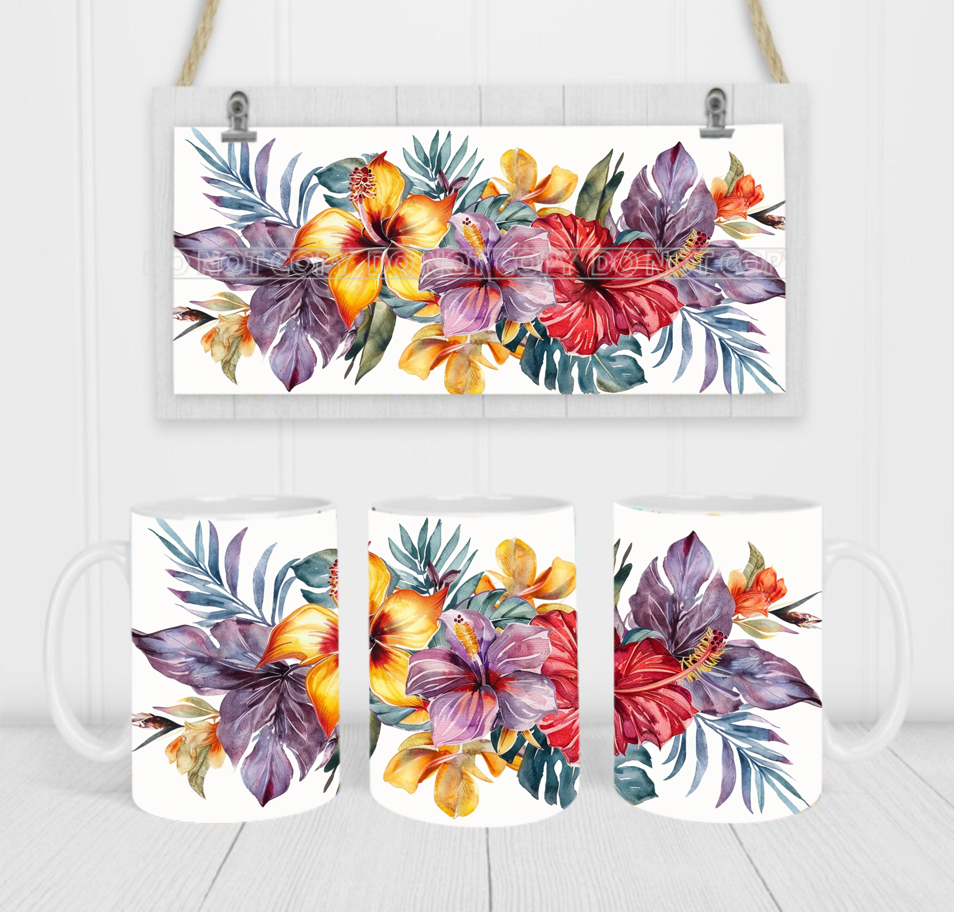 Floral - Coffee Mug Wrap - Sublimation Transfers