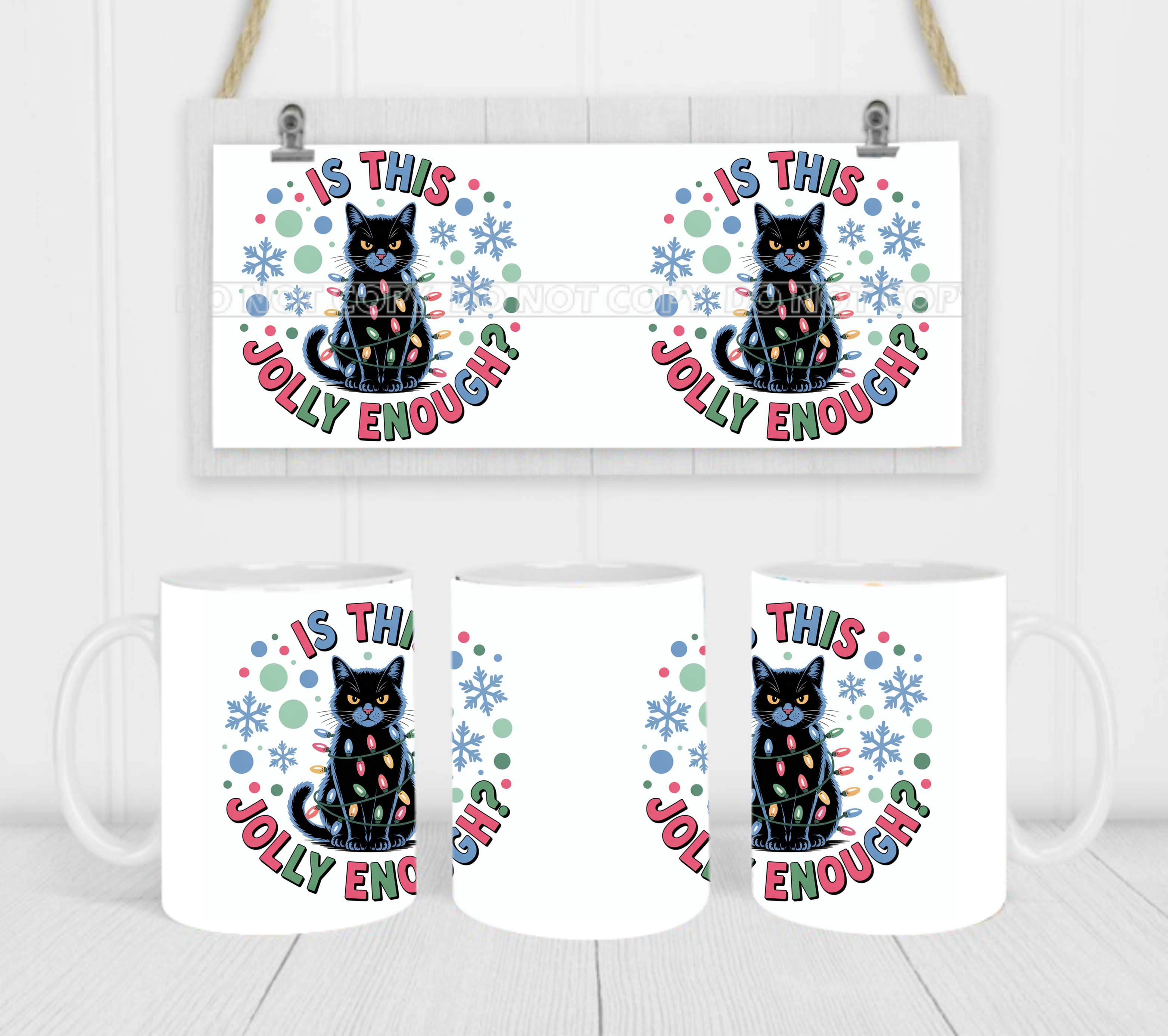 Is This Jolly Enough - Coffee Mug Wrap - Sublimation Transfers
