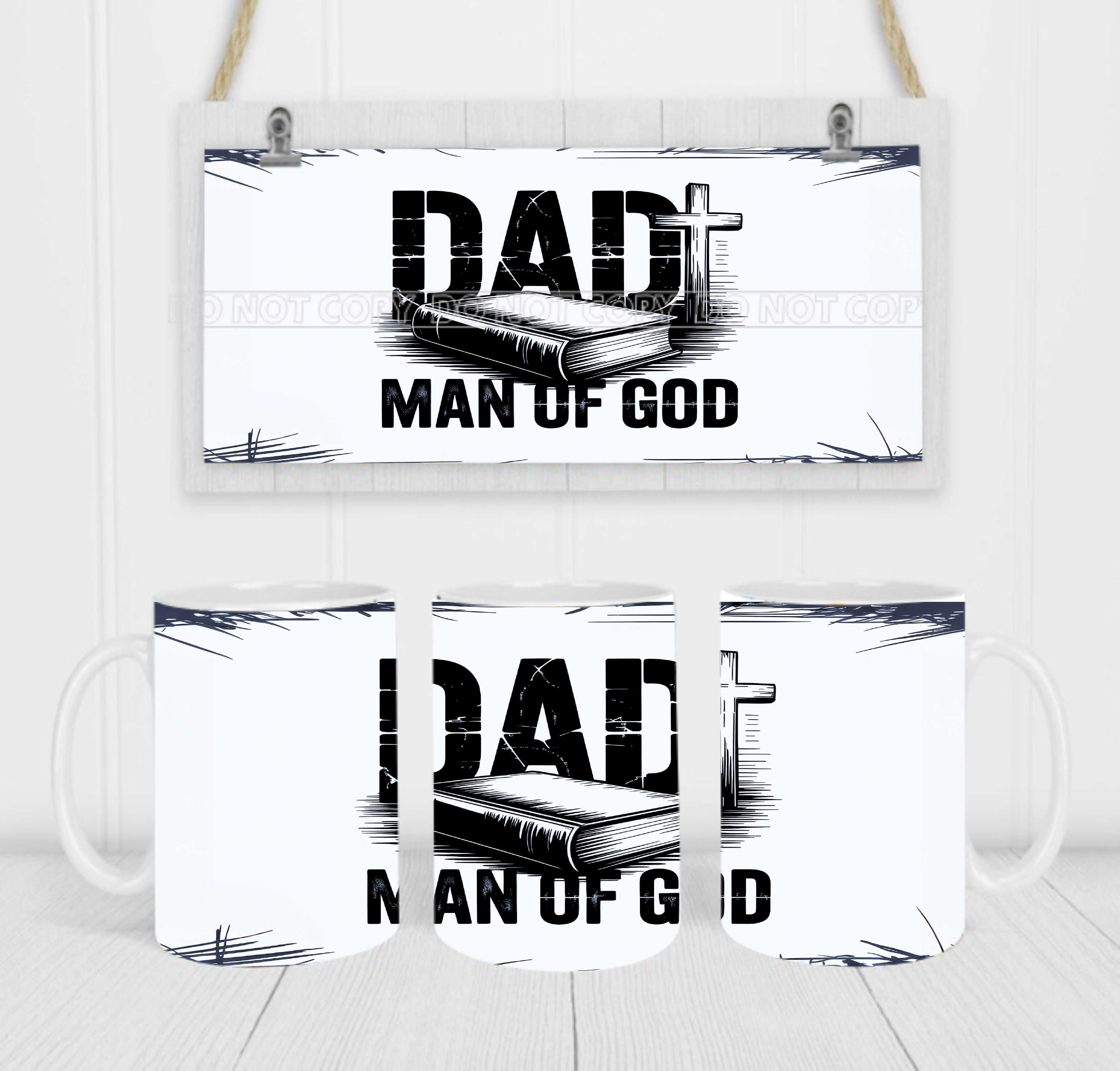Dad Man Of God- Coffee Mug Wrap - Sublimation Transfers