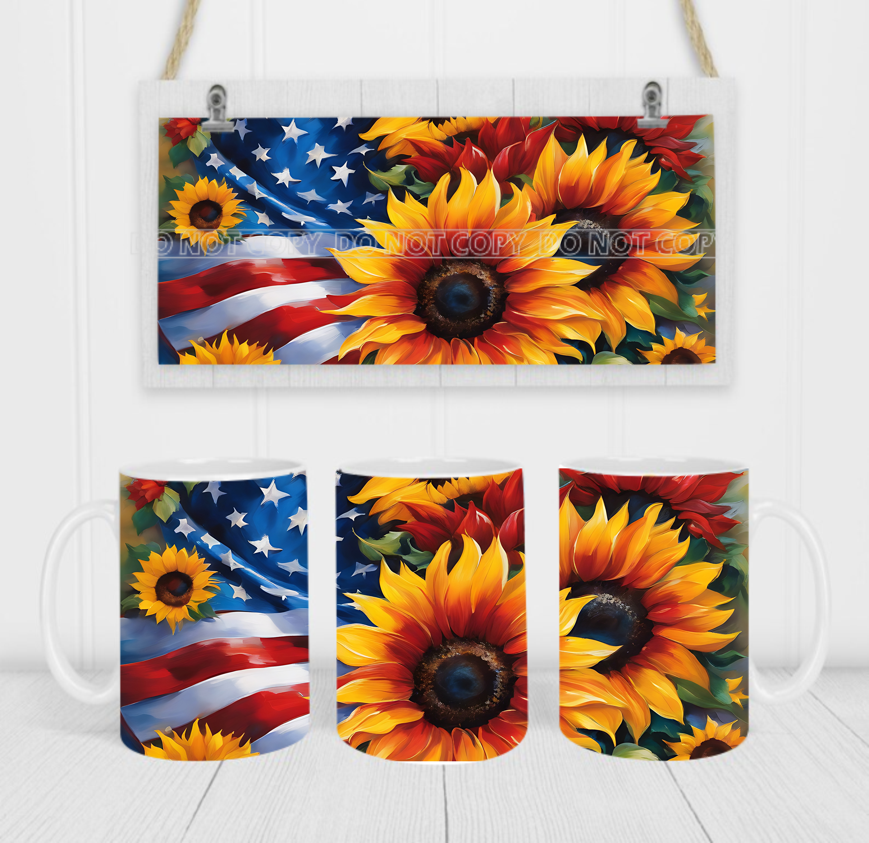 American Flag - Coffee Mug Wrap - Sublimation Transfers