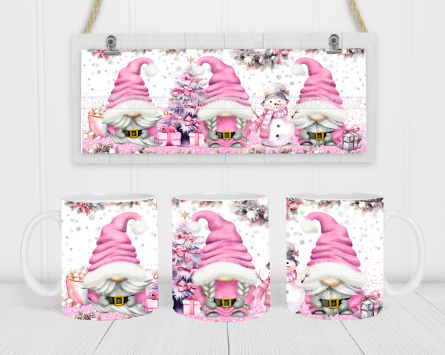 Pink Gnomes - Coffee Mug Wrap - Sublimation Transfers