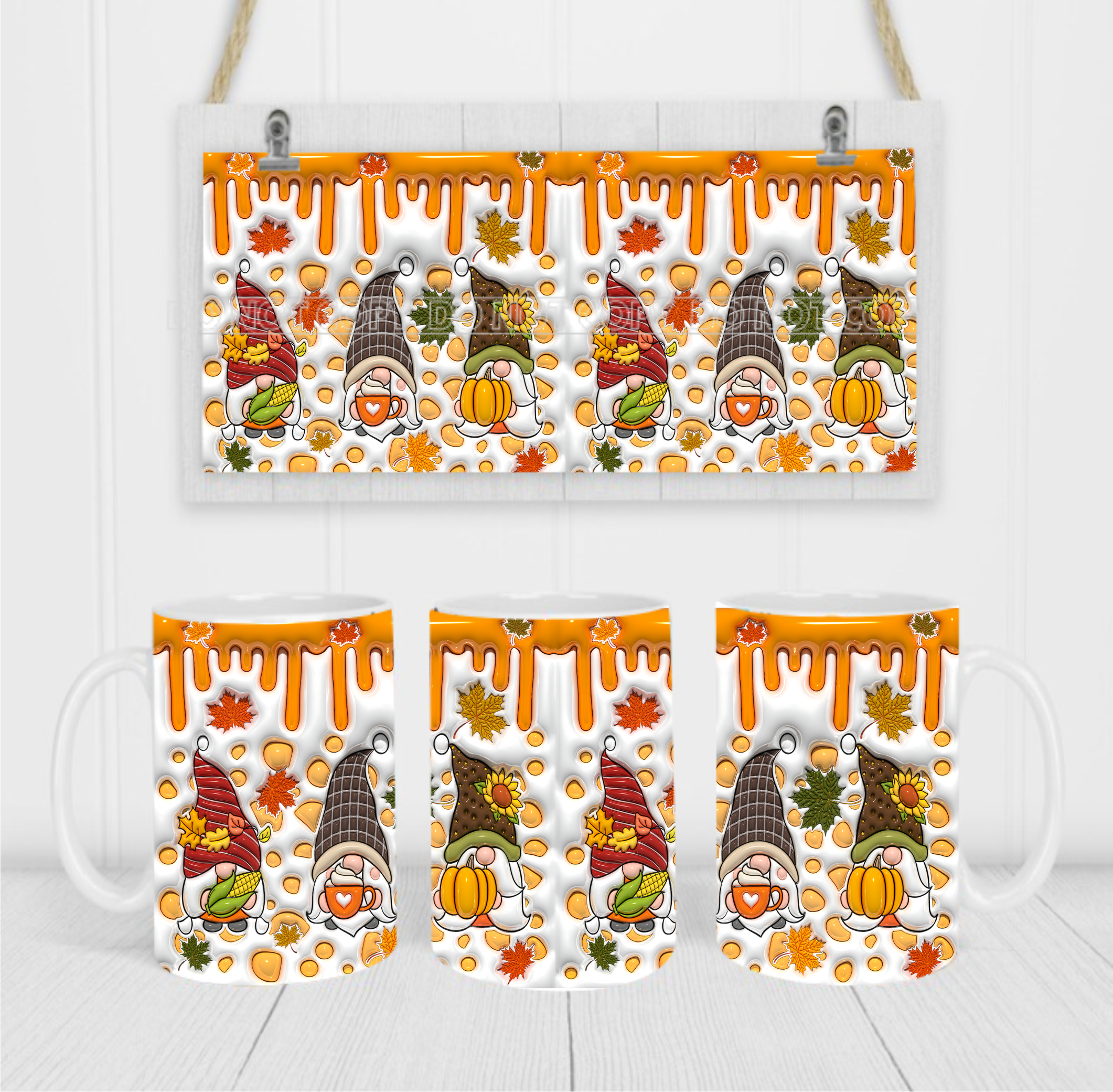 Fall Gnomes - Coffee Mug Wrap - Sublimation Transfers