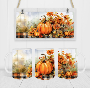 Pumpkin Scene - Coffee Mug Wrap - Sublimation Transfers