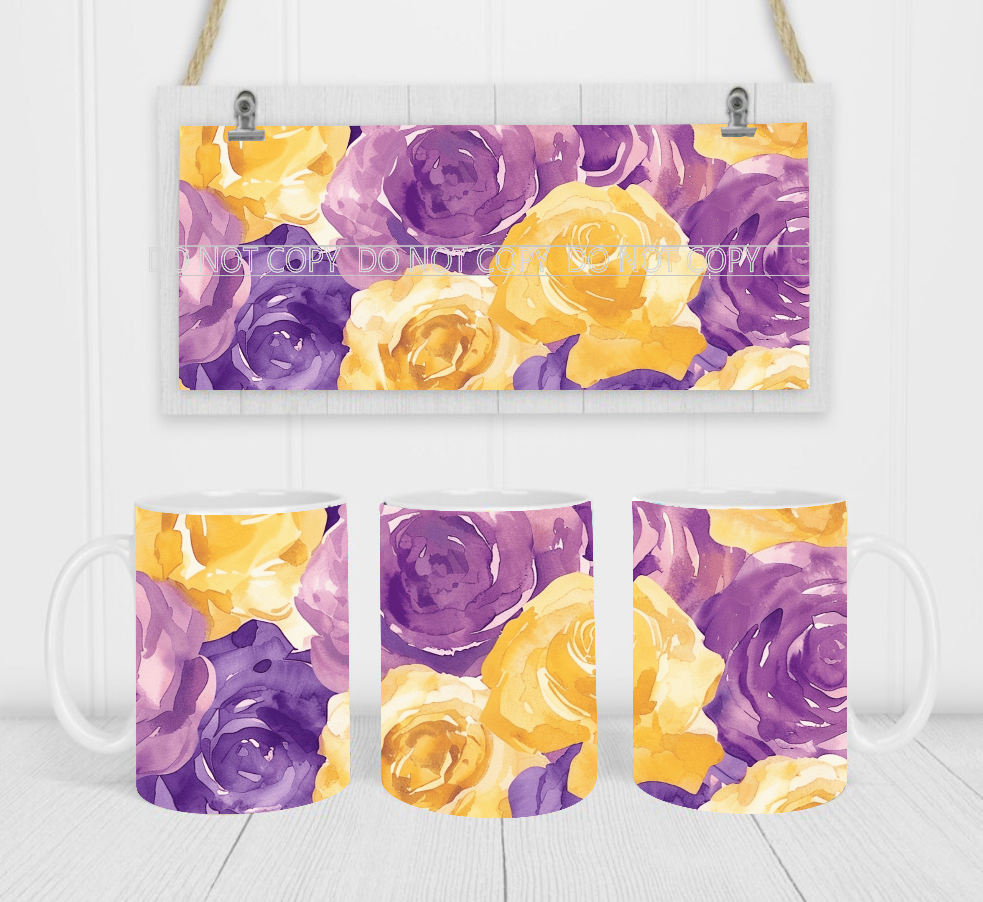 Floral - Coffee Mug Wrap - Sublimation Transfers