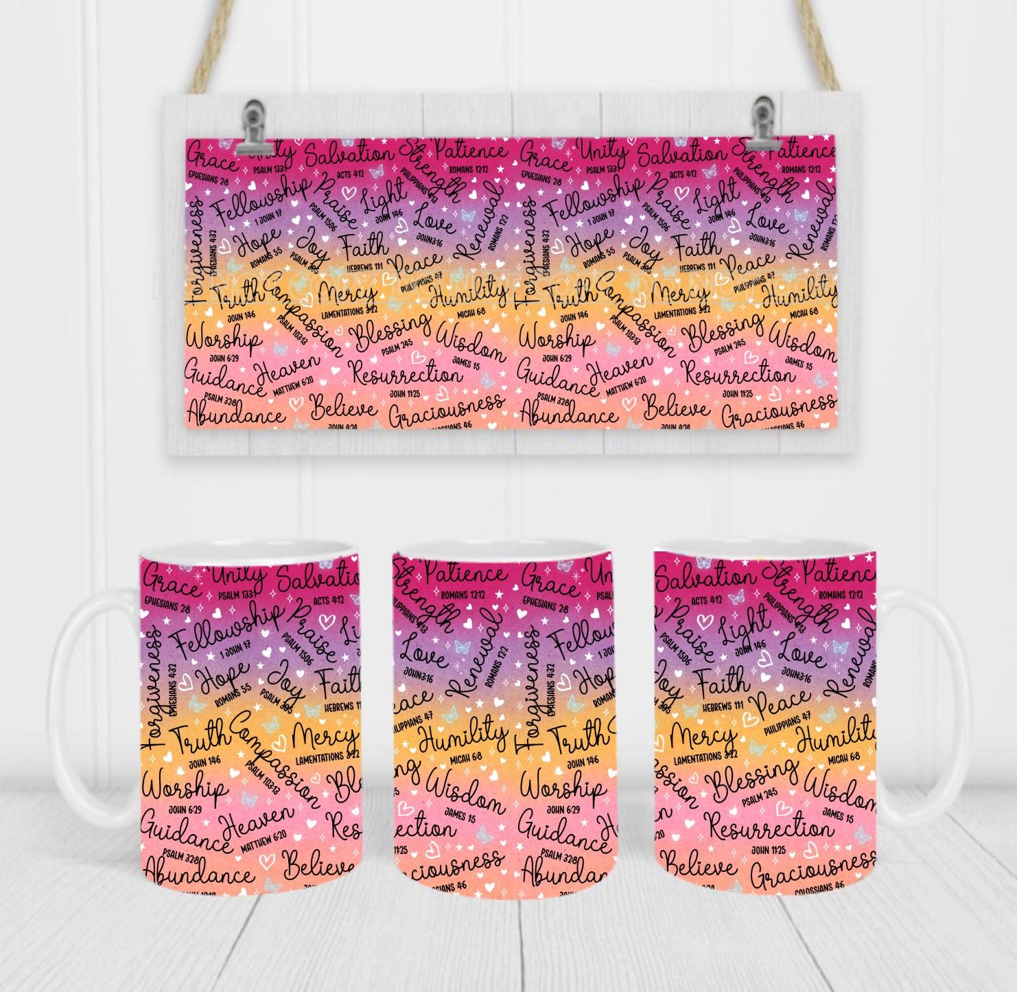 Impact Affirmation Words- Coffee Mug Wrap - Sublimation Transfers