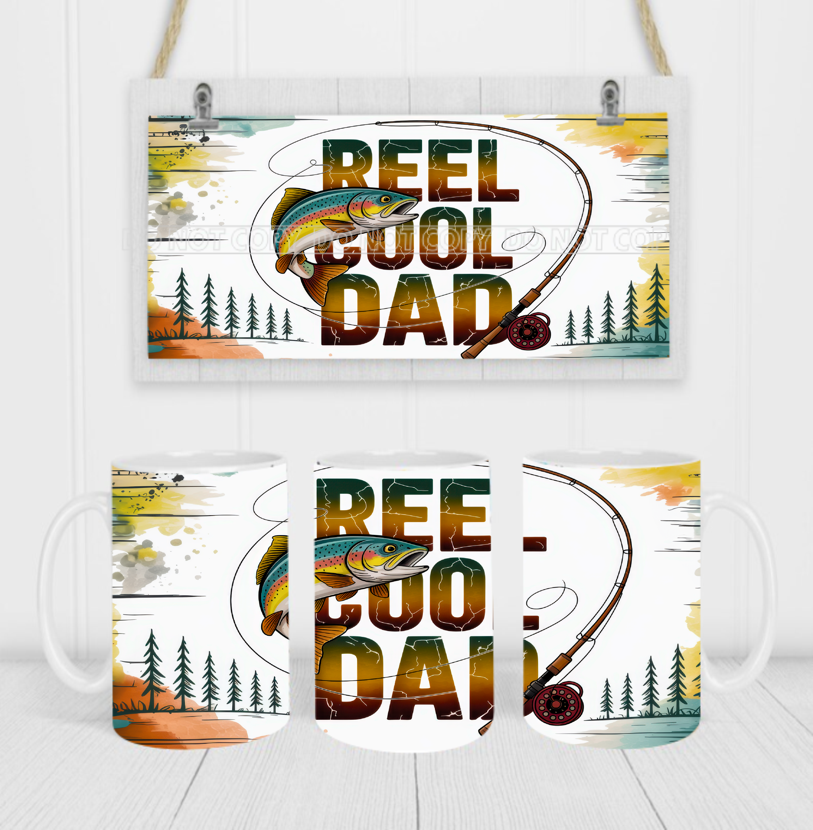 Reel Cool Dad - Coffee Mug Wrap - Sublimation Transfers