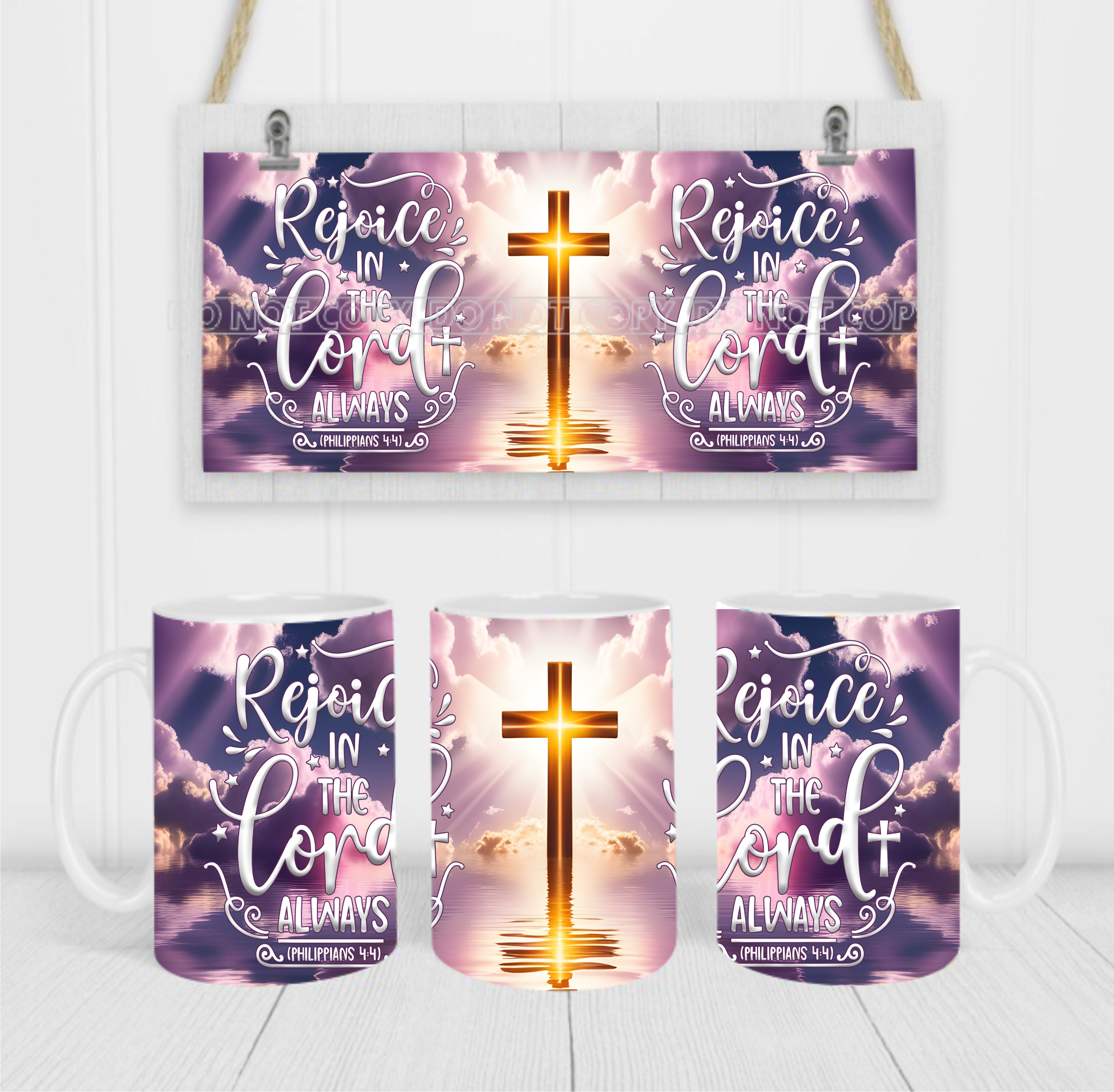Rejoice In The Lord - Coffee Mug Wrap - Sublimation Transfers