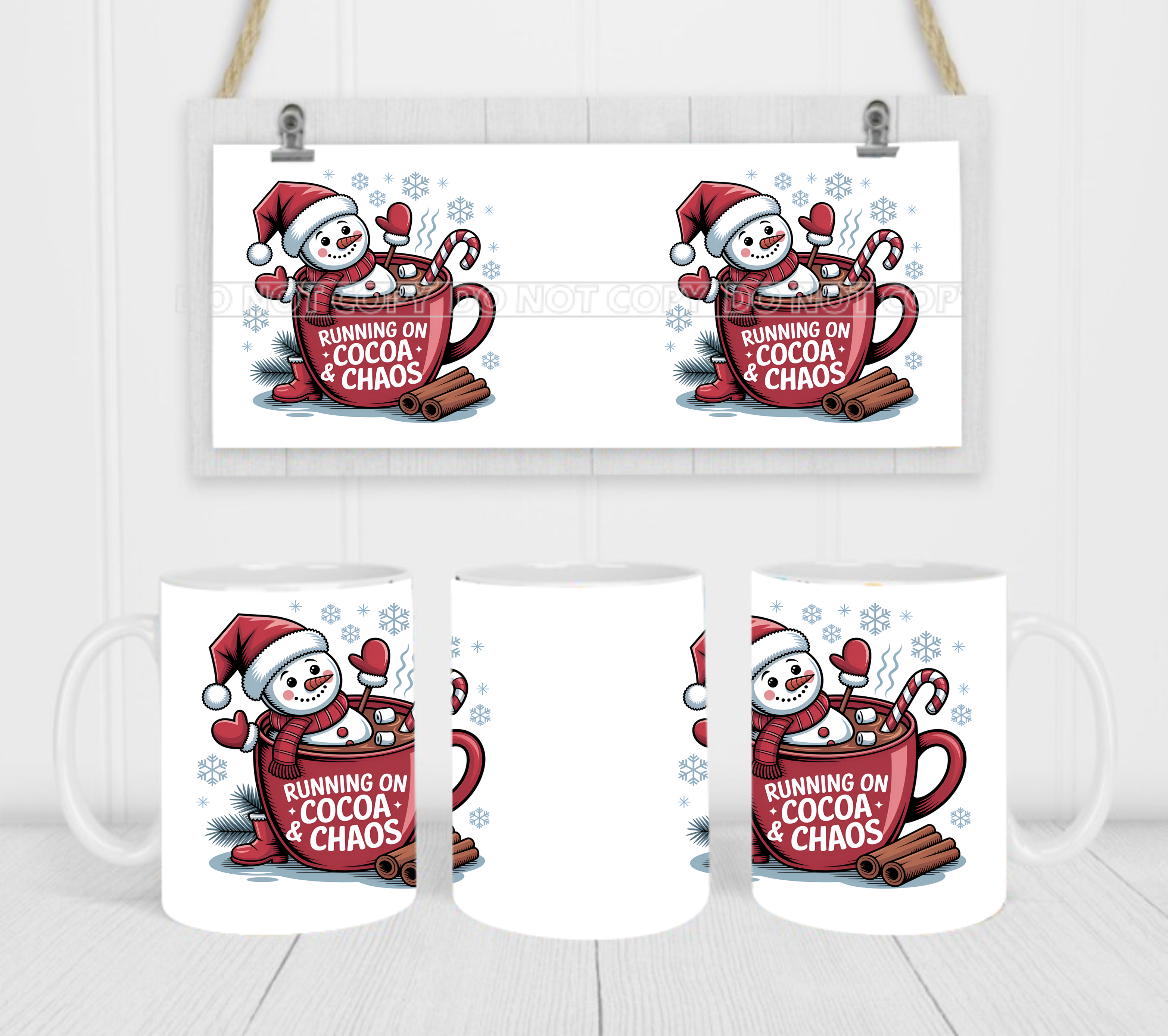 Running On Cocoa & Chaos - Coffee Mug Wrap - Sublimation Transfers