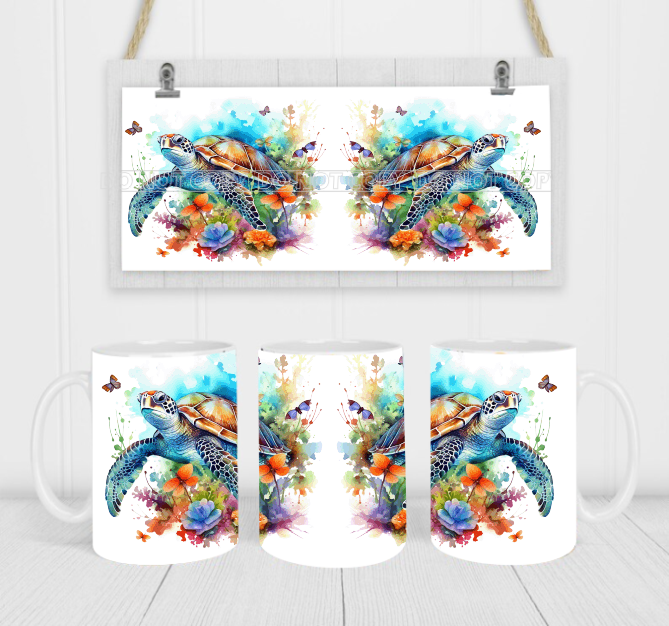 Sea Turtles - Coffee Mug Wrap - Sublimation Transfers