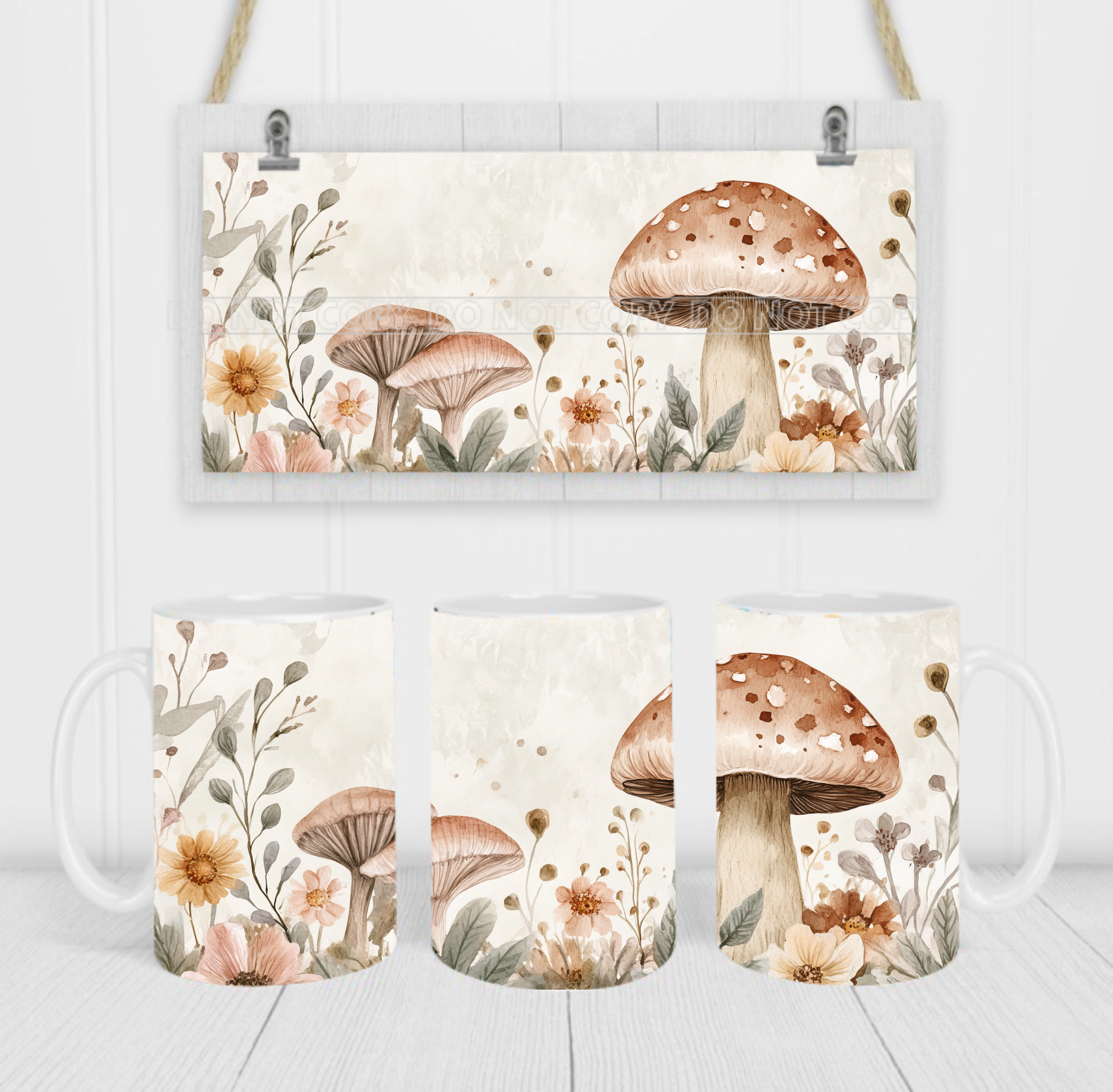 Mushroom - Coffee Mug Wrap - Sublimation Transfers