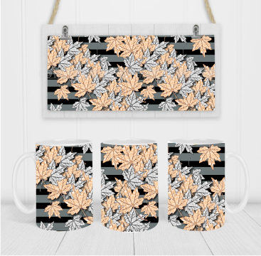 Metallic Leaves - Coffee Mug Wrap - Sublimation Transfers