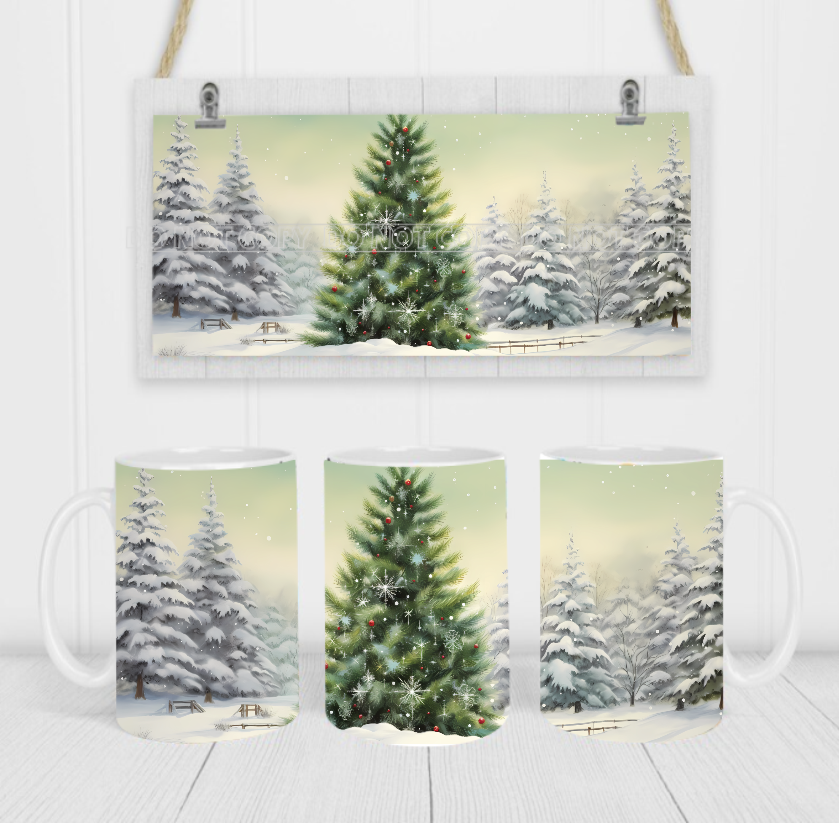 Christmas Tree - Coffee Mug Wrap - Sublimation Transfers