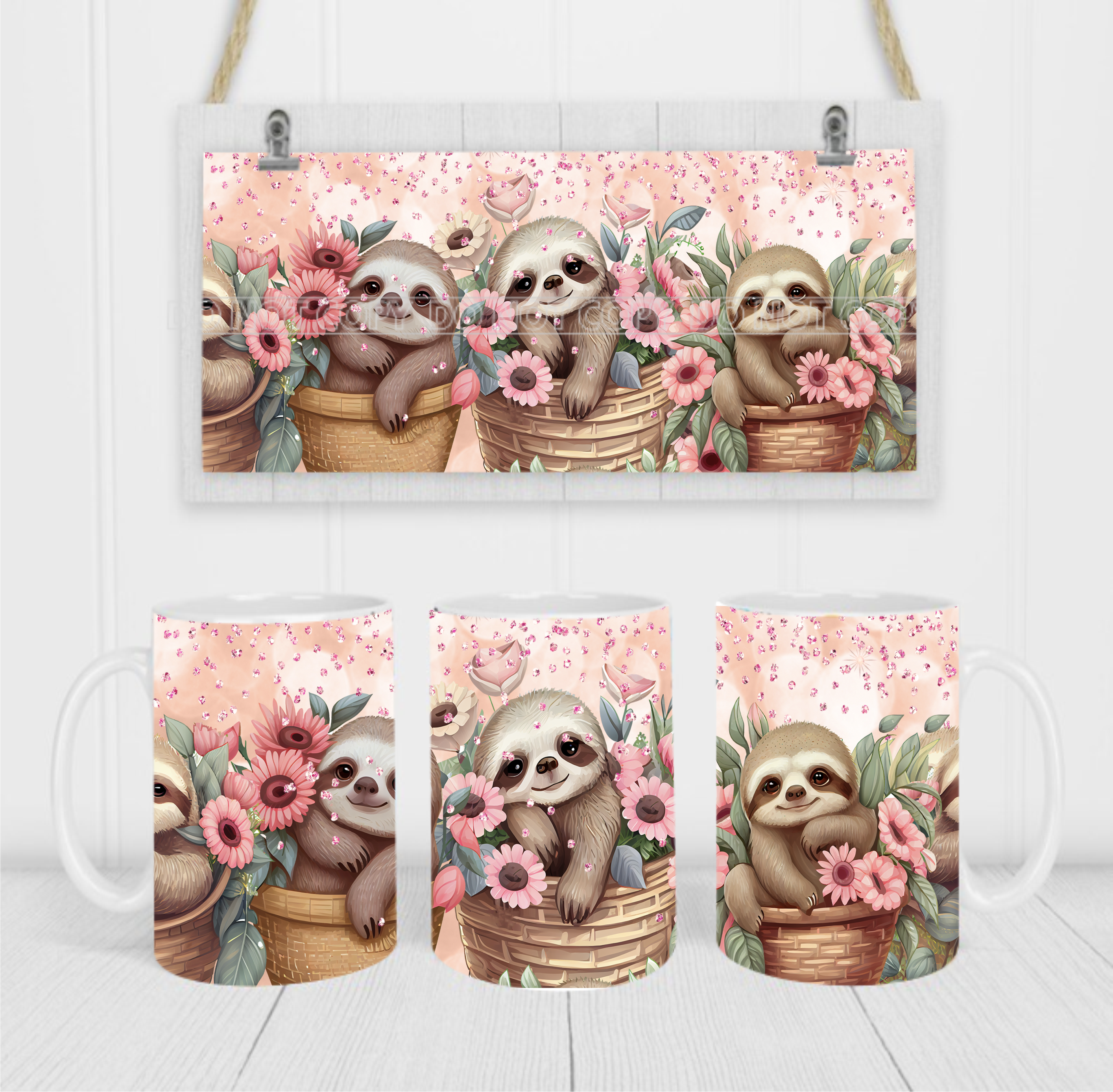 Sloth - Coffee Mug Wrap - Sublimation Transfers