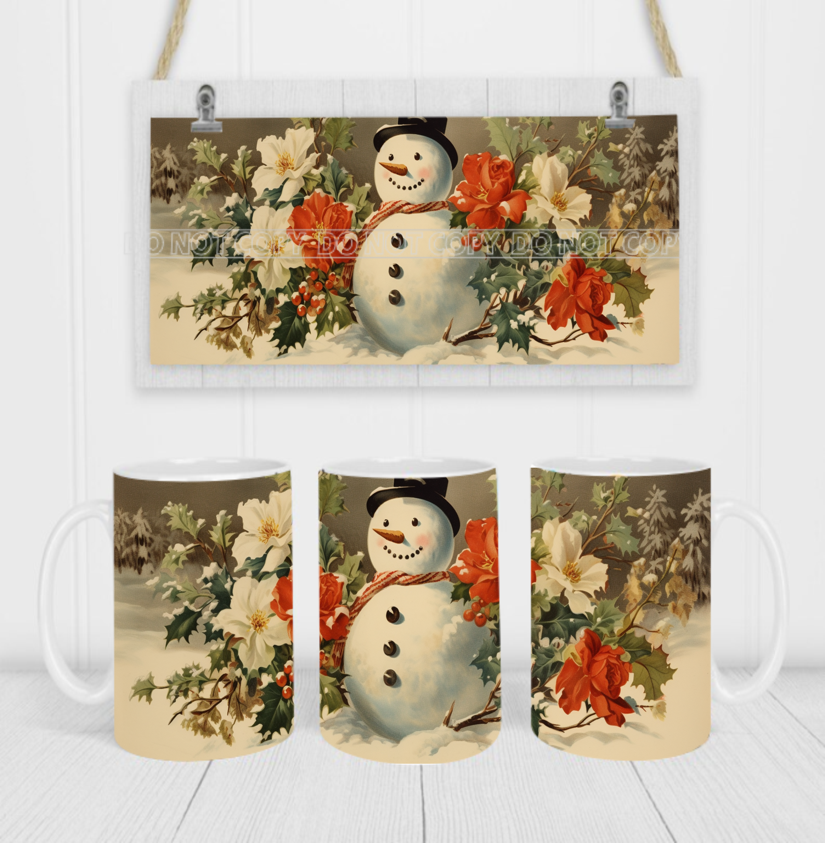 Snowman - Coffee Mug Wrap - Sublimation Transfers