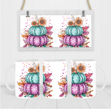 Pumpkin Stack - Coffee Mug Wrap - Sublimation Transfers