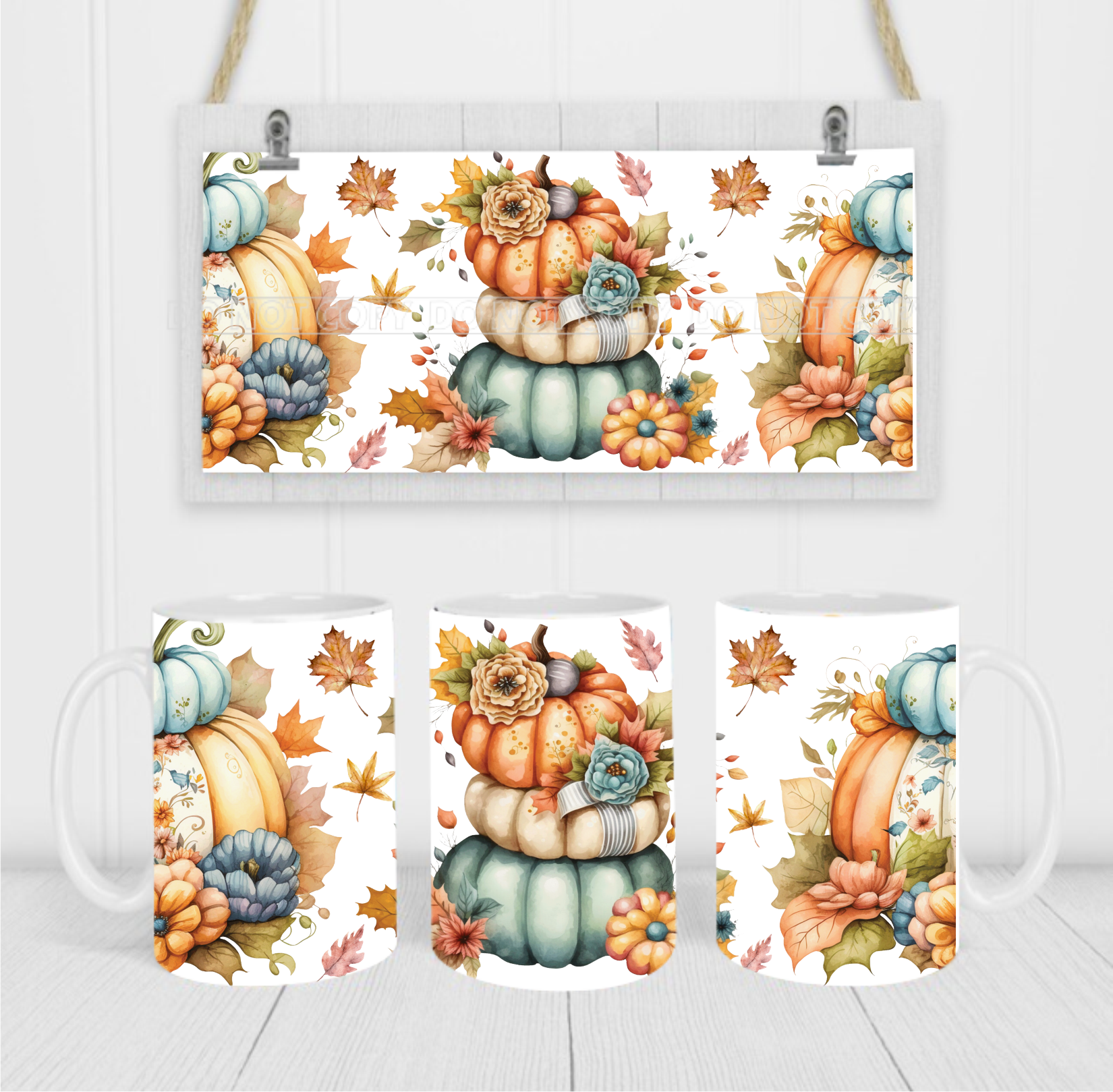 Fall Pumpkins - Coffee Mug Wrap - Sublimation Transfers