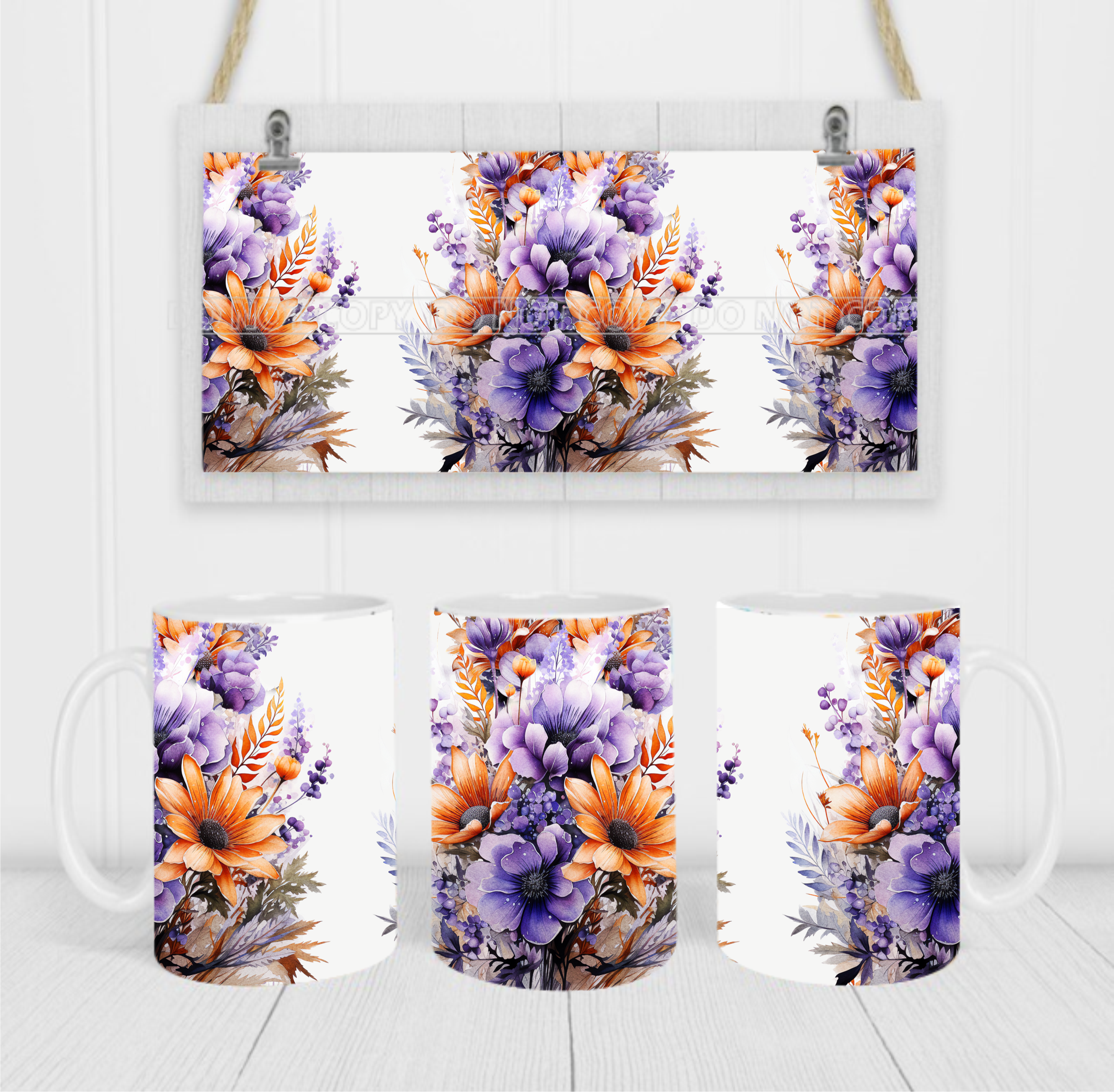 Floral - Coffee Mug Wrap - Sublimation Transfers