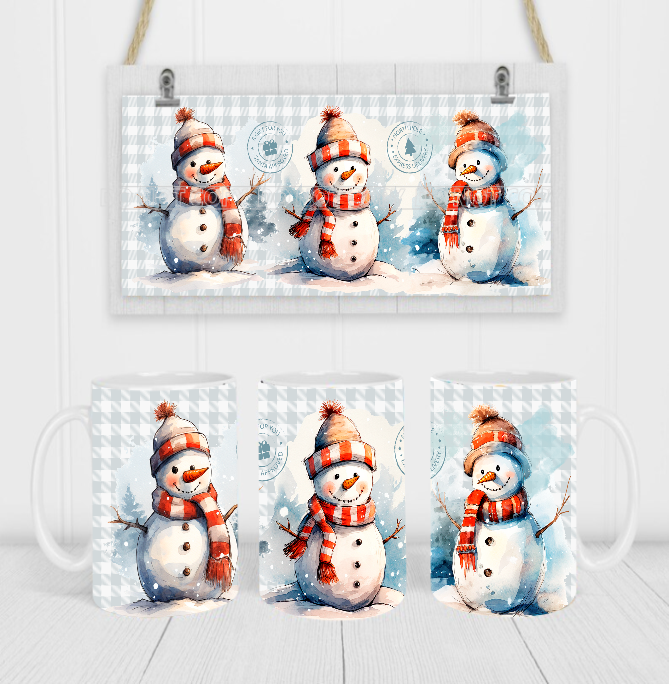 Snowman - Coffee Mug Wrap - Sublimation Transfers