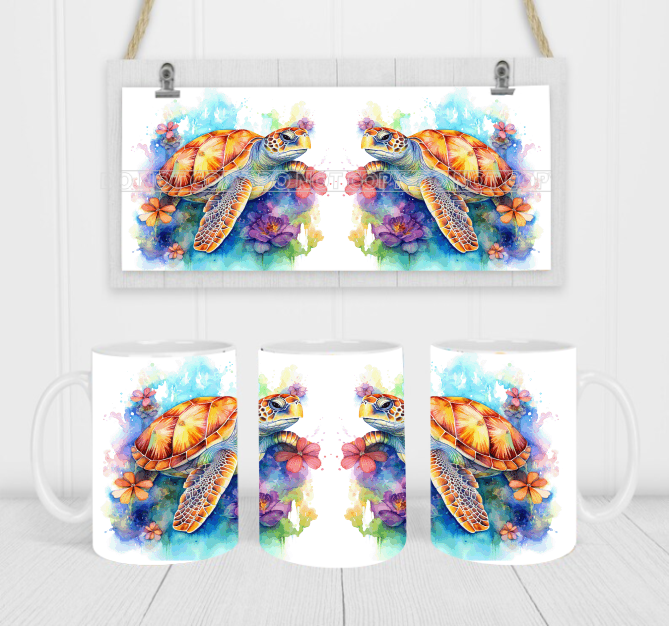 Sea Turtles - Coffee Mug Wrap - Sublimation Transfers