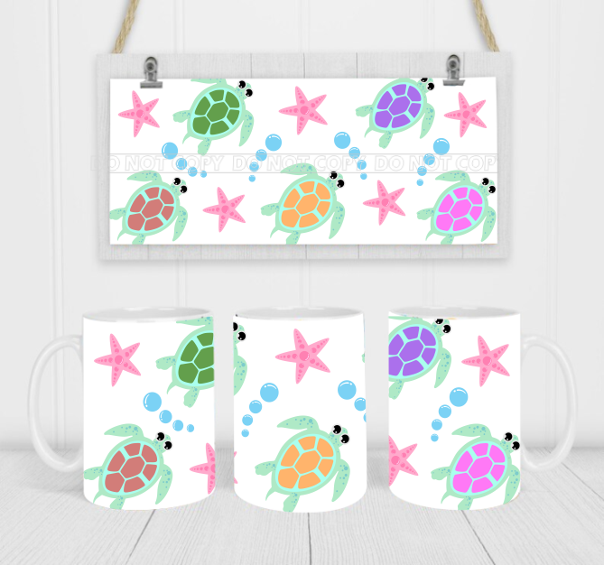 Sea Turtles - Coffee Mug Wrap - Sublimation Transfers