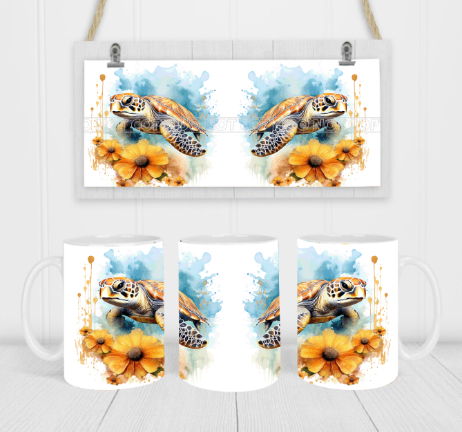 Sea Turtles - Coffee Mug Wrap - Sublimation Transfers