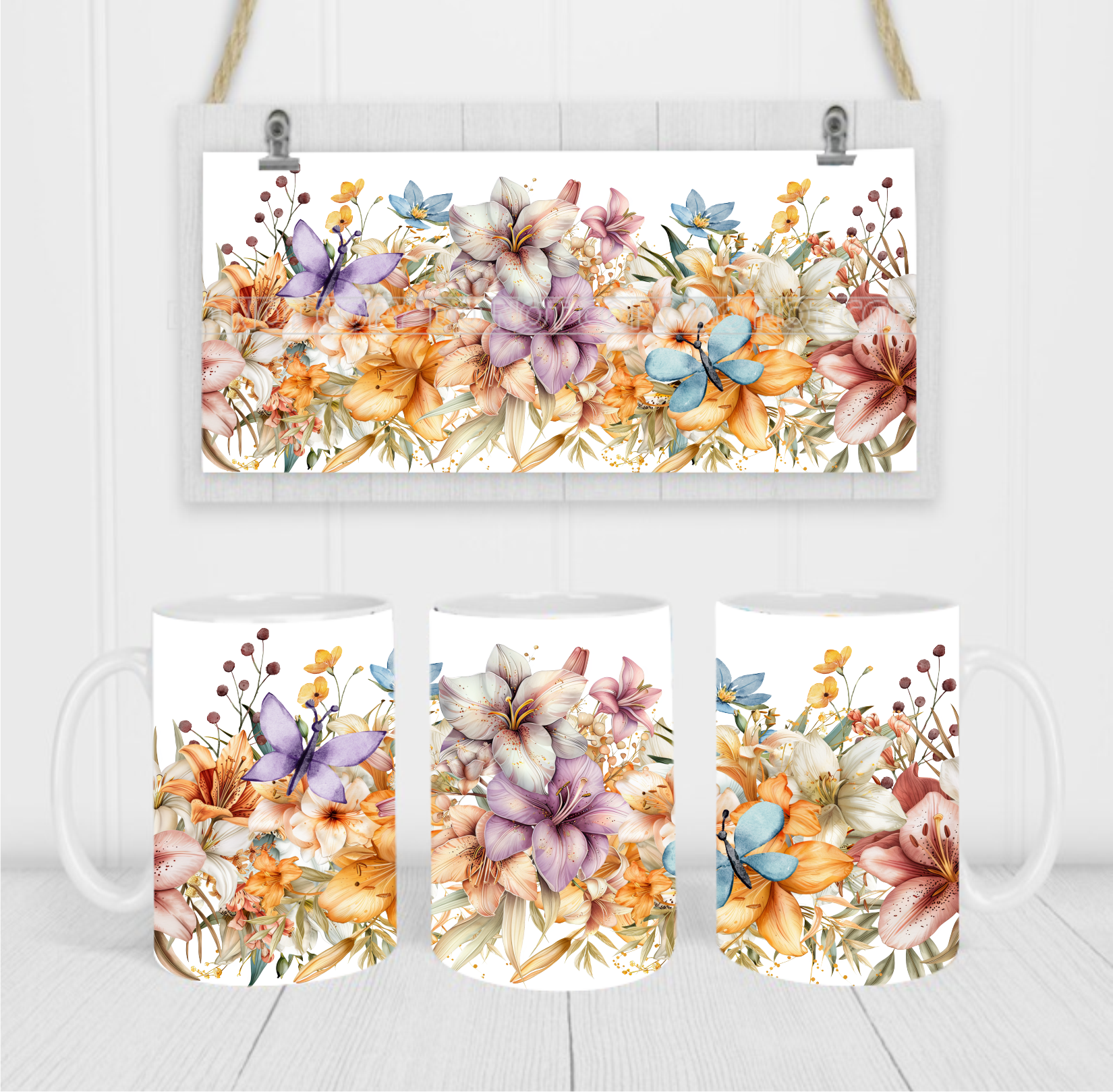 Floral - Coffee Mug Wrap - Sublimation Transfers