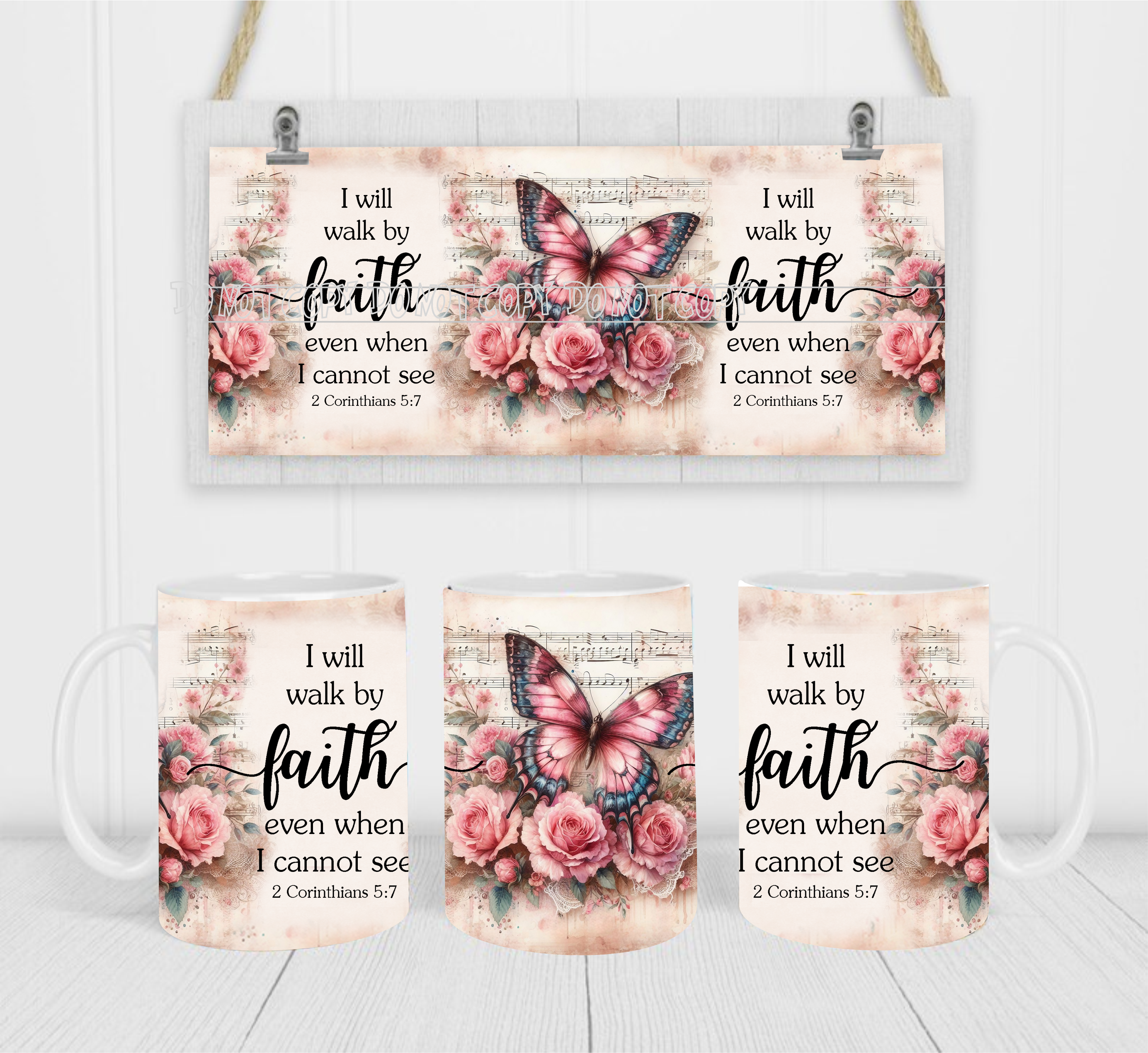 Walk By Faith - Coffee Mug Wrap - Sublimation Transfers