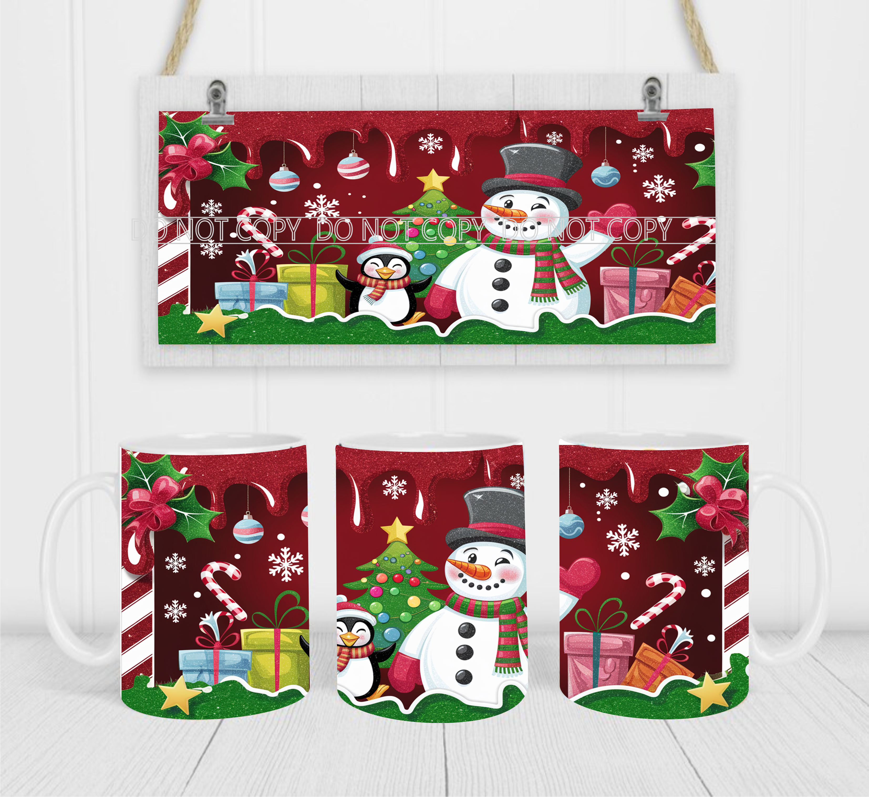 Snowman - Coffee Mug Wrap - Sublimation Transfers