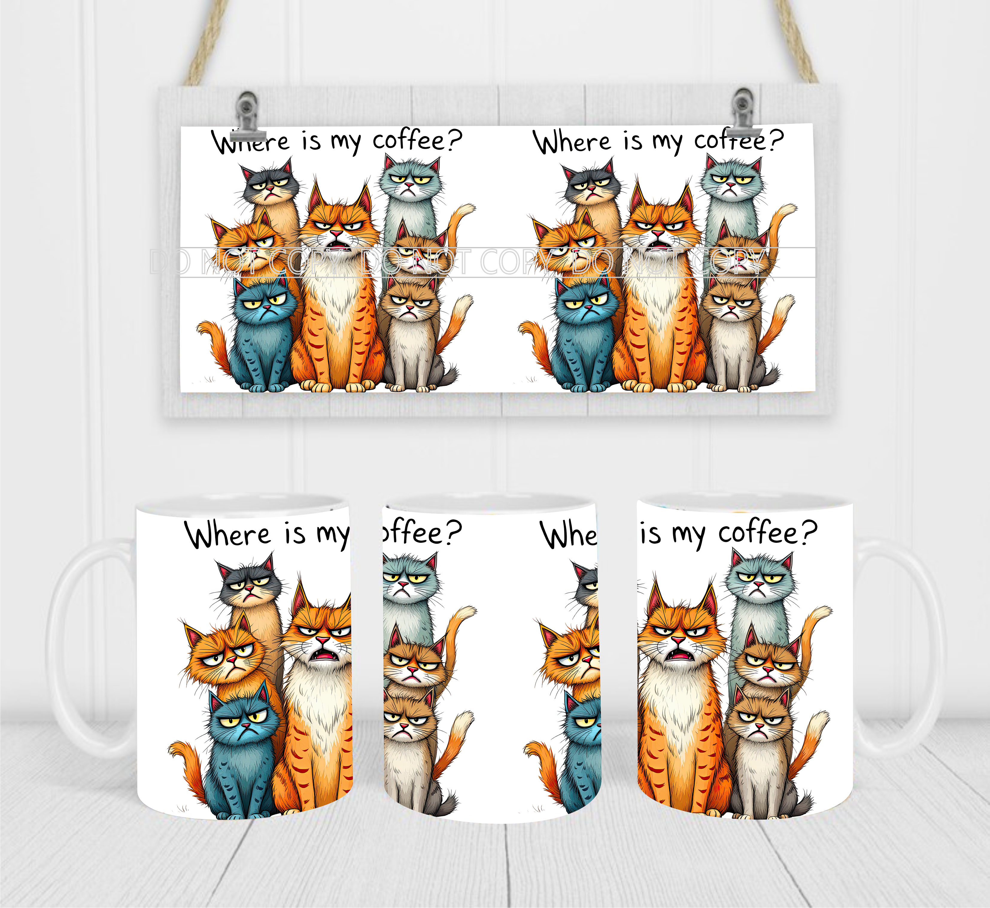 Where's My Coffee - Coffee Mug Wrap - Sublimation Transfers