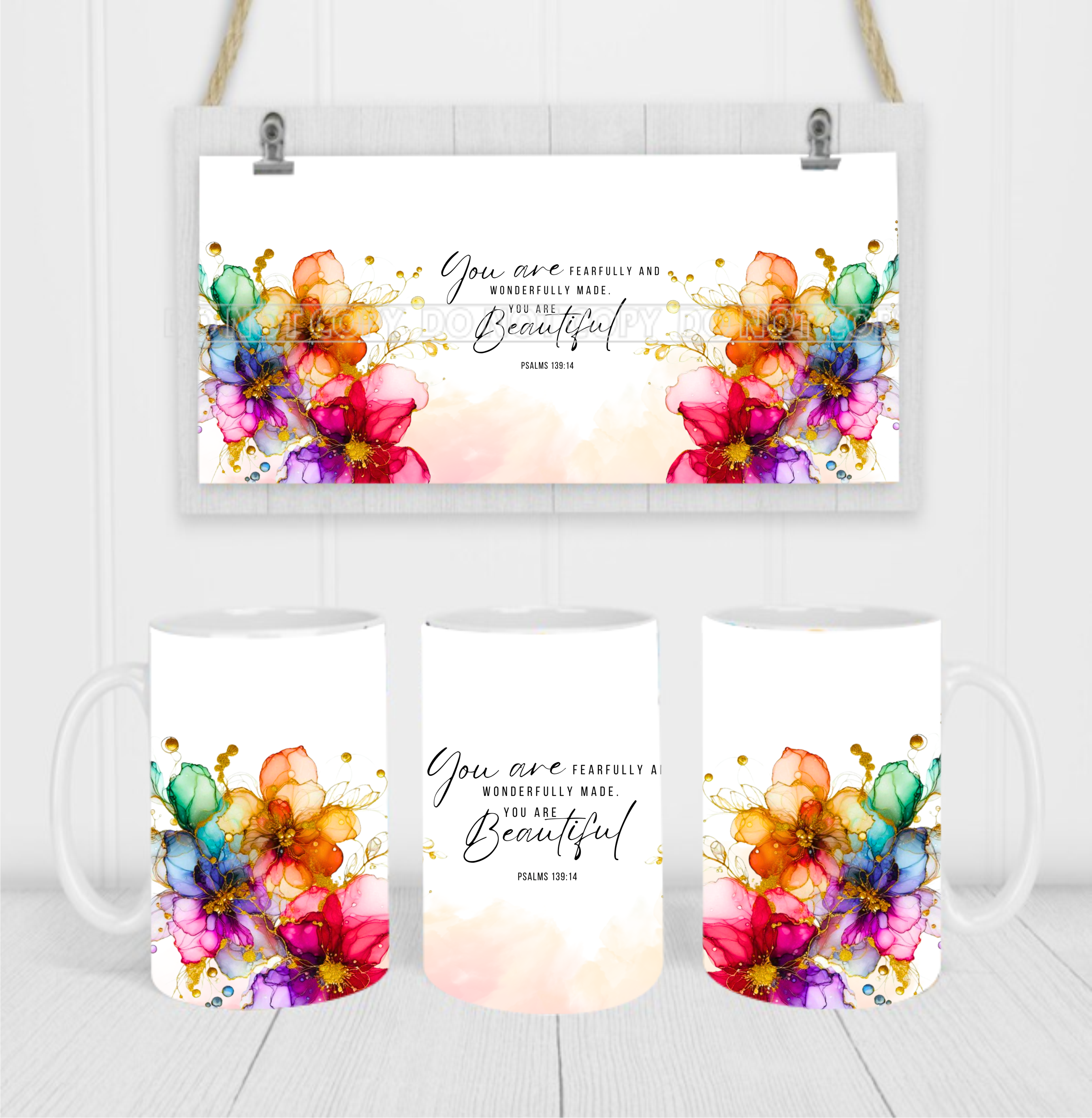 Your Are Fearfully & Wonderfully Made - Coffee Mug Wrap - Sublimation Transfers