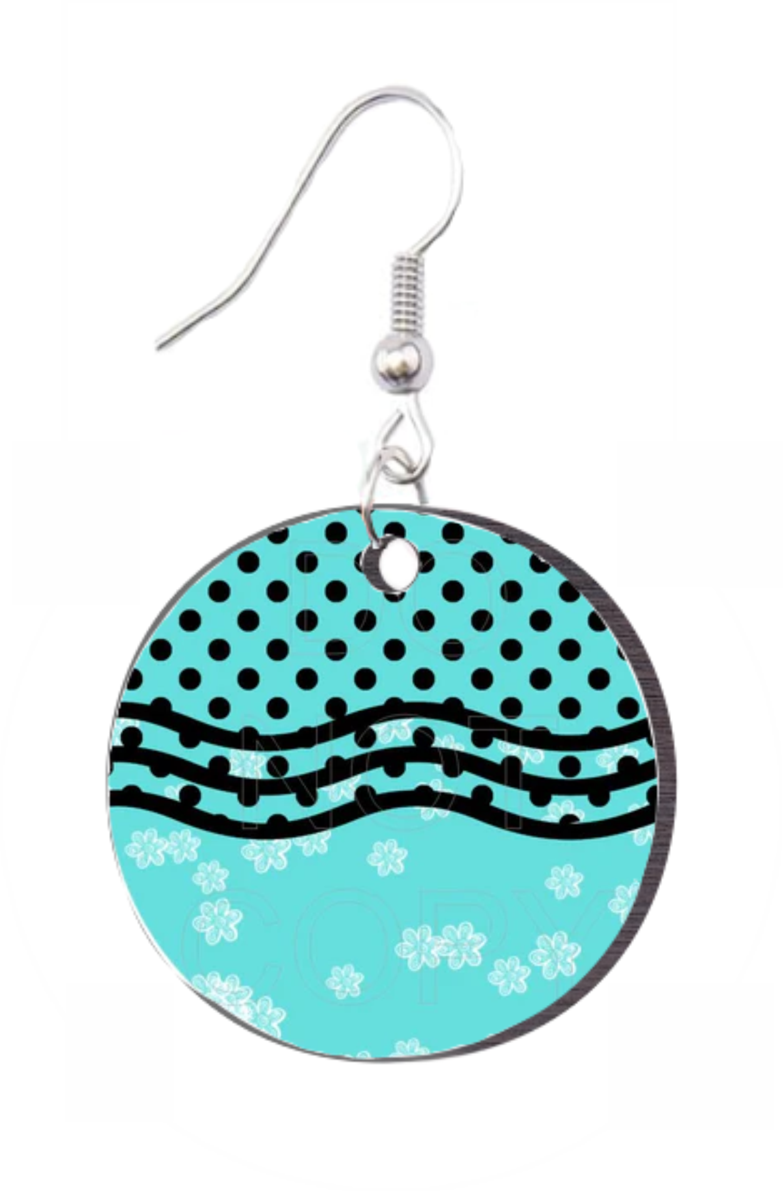 Teal with Dots - Round Earring Design