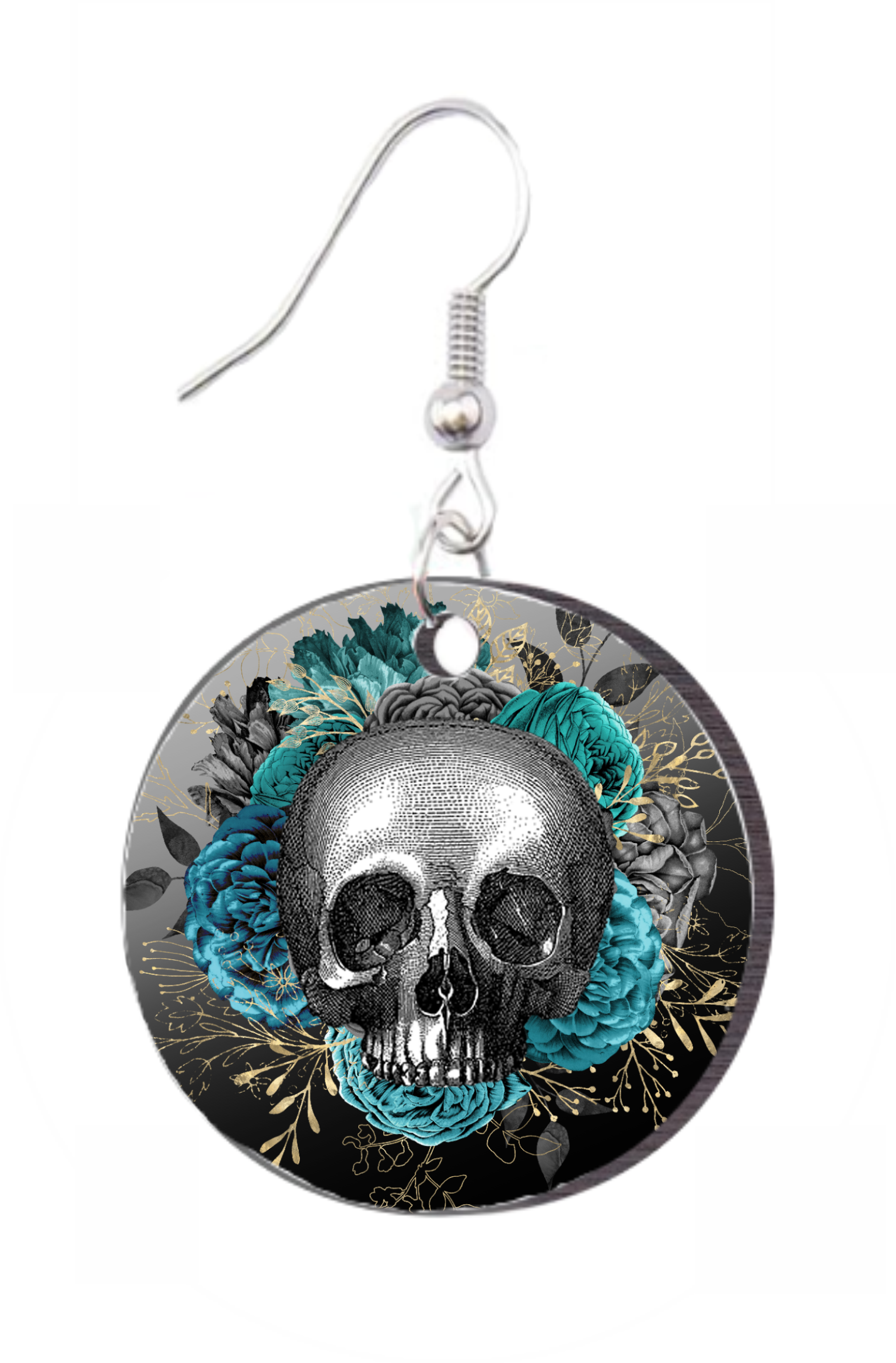 Floral Skull - Round Earring Design