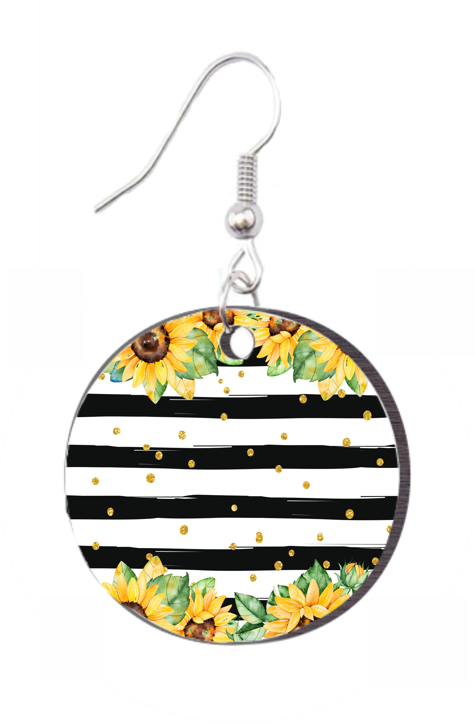 Sunflowers with Stripes - Round Earring Design