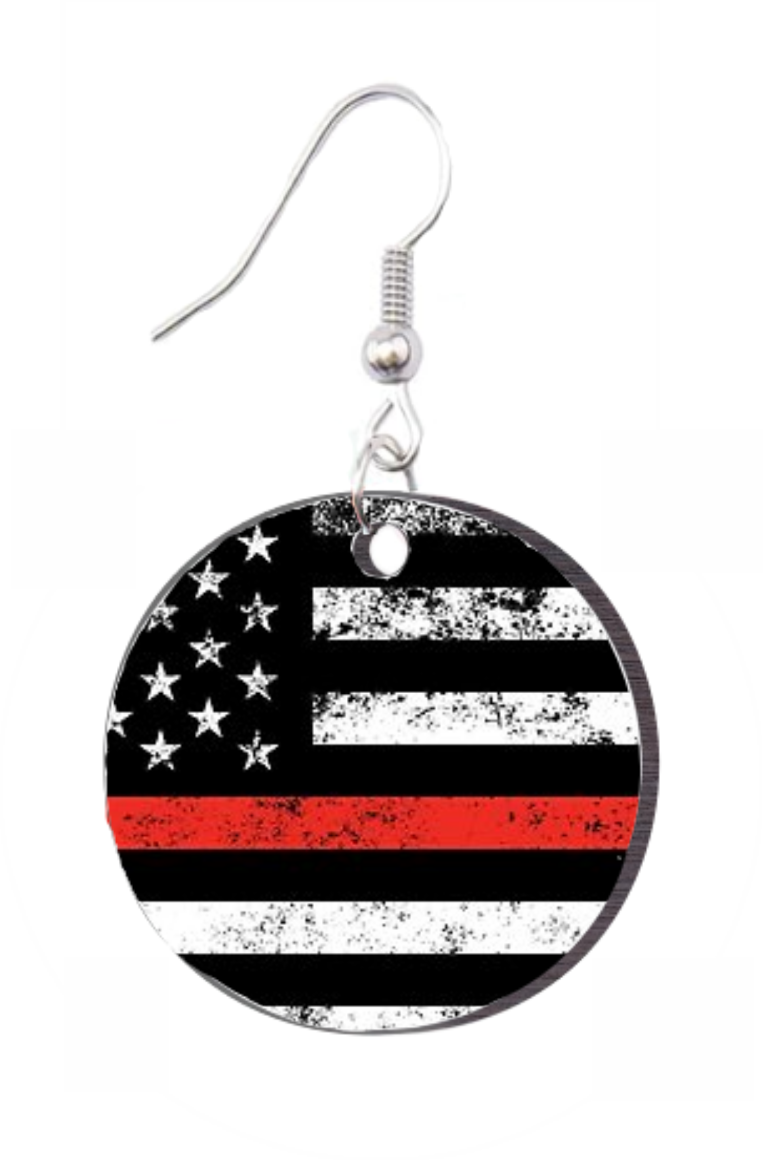 Firefighter American Flag - Round Earring Design