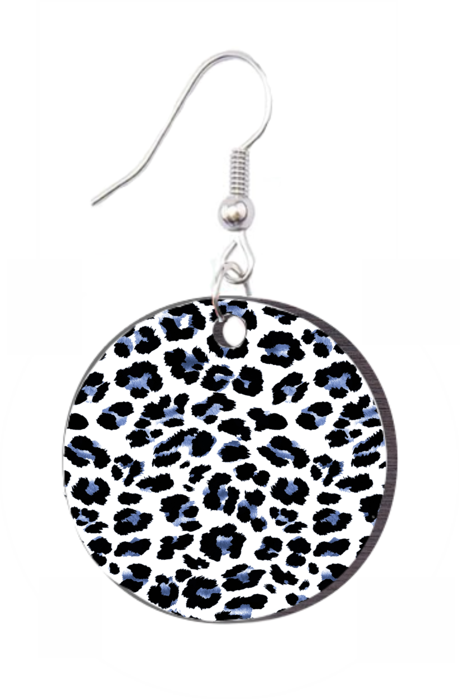 Grey Leopard - Round Earring Design
