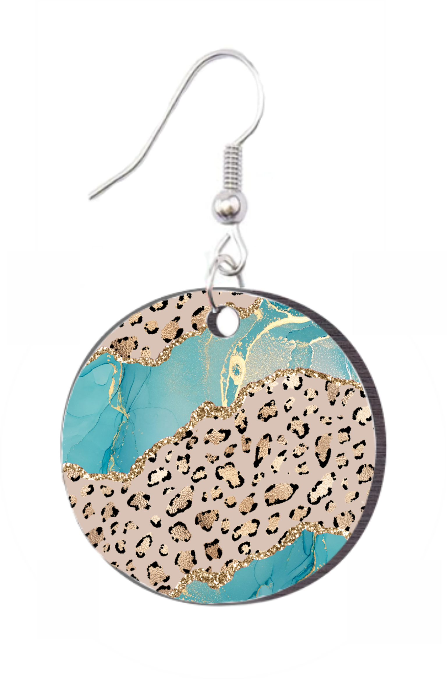 Teal Leopard - Round Earring Design