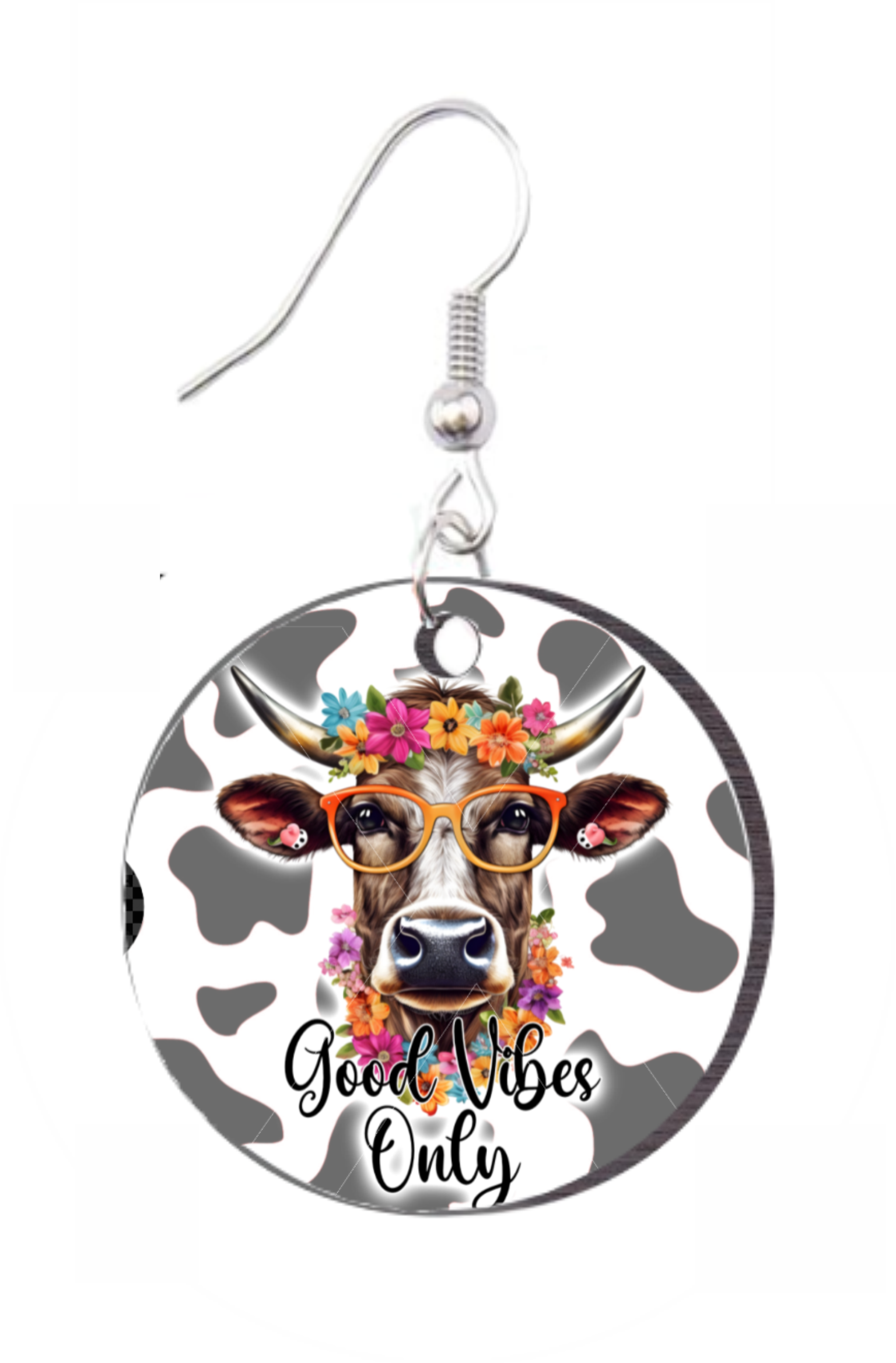 Good Vibes Only - Hippie Heifer - Round Earring Design