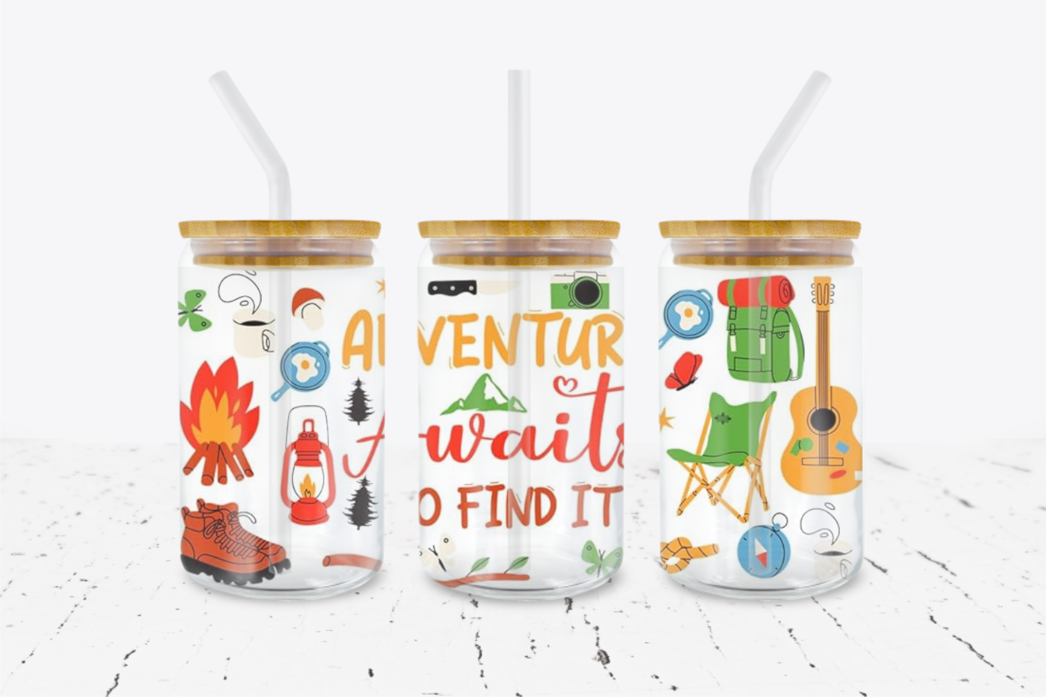 Adventure Awaits Go Find It Camping -  UV DTF Transfer Wraps