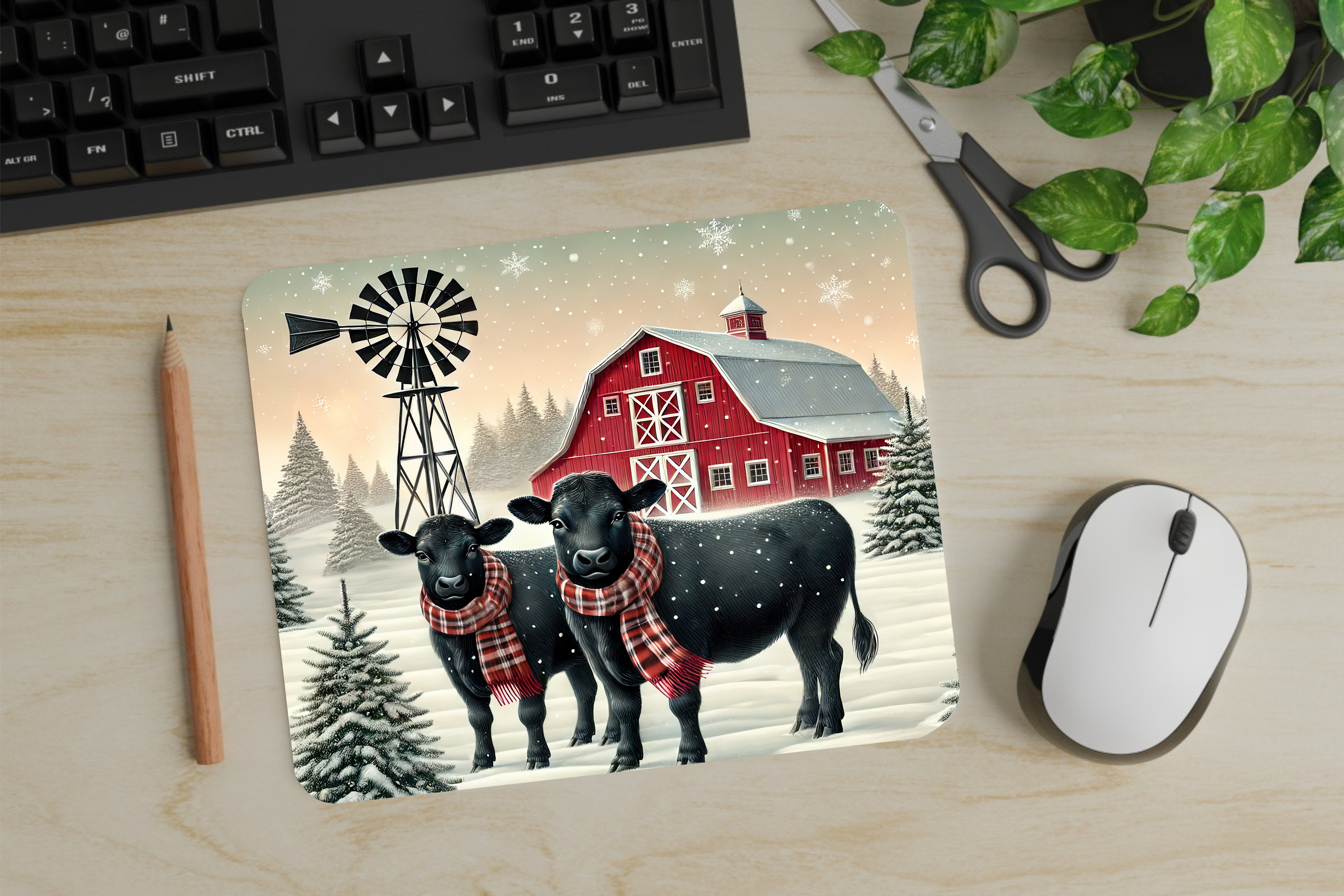 Winter Cows - Mouse Pad - Sublimation Transfer
