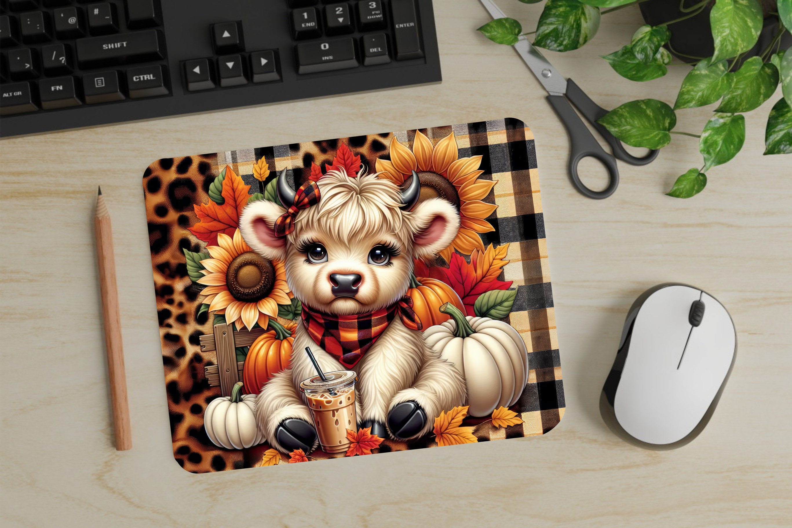 Fall Calf Iced Coffee - Mouse Pad - Sublimation Transfer